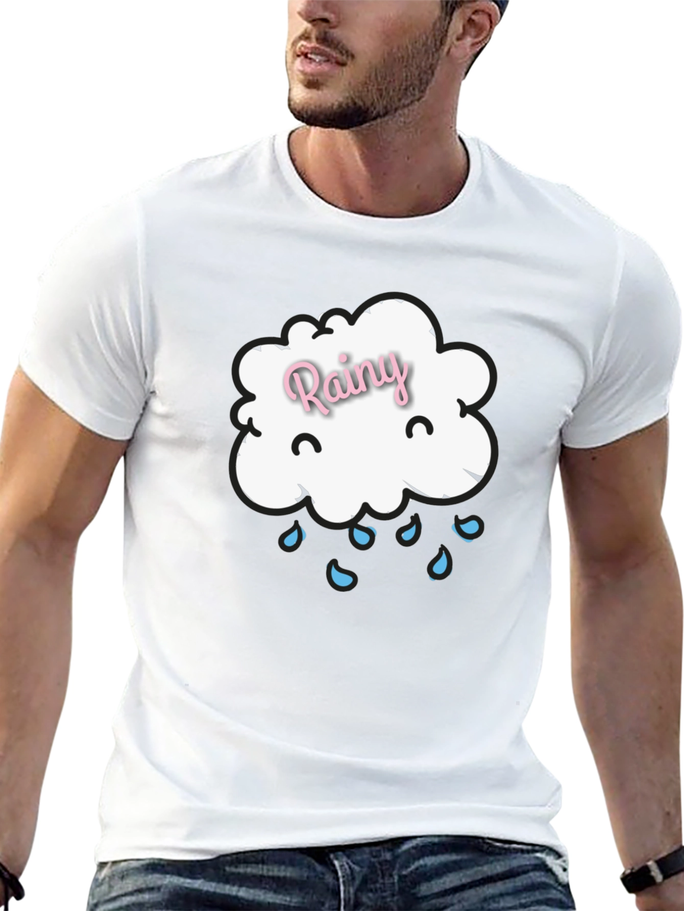 Rainy Cloud Graphic Tee - Black Cotton T-Shirt