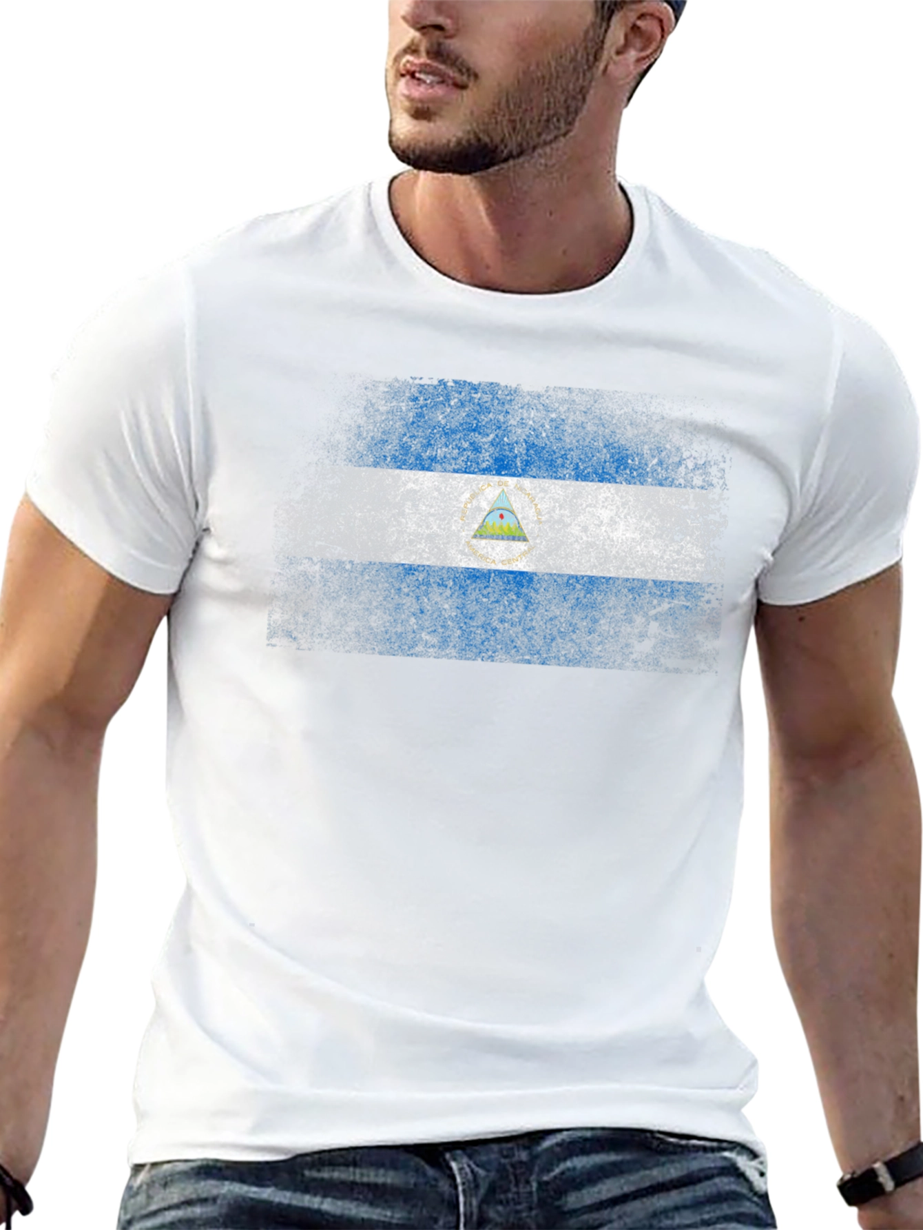 Nicaragua Flag T-Shirt - Distressed Design