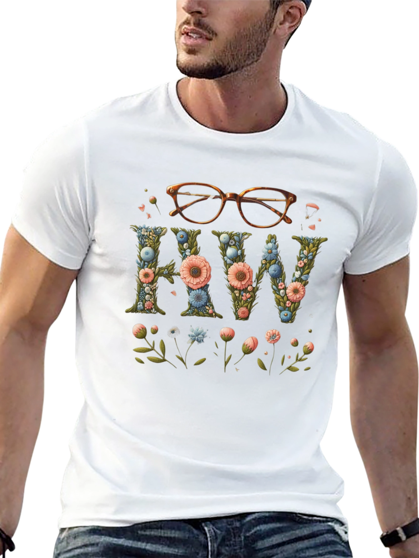 Floral HW Initial Tee - Elegant & Stylish