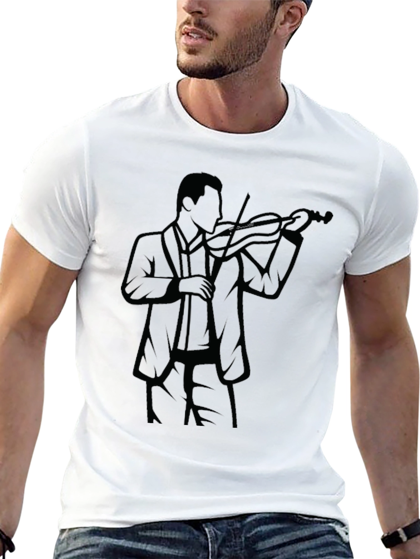 Violinist Silhouette Black T-Shirt
