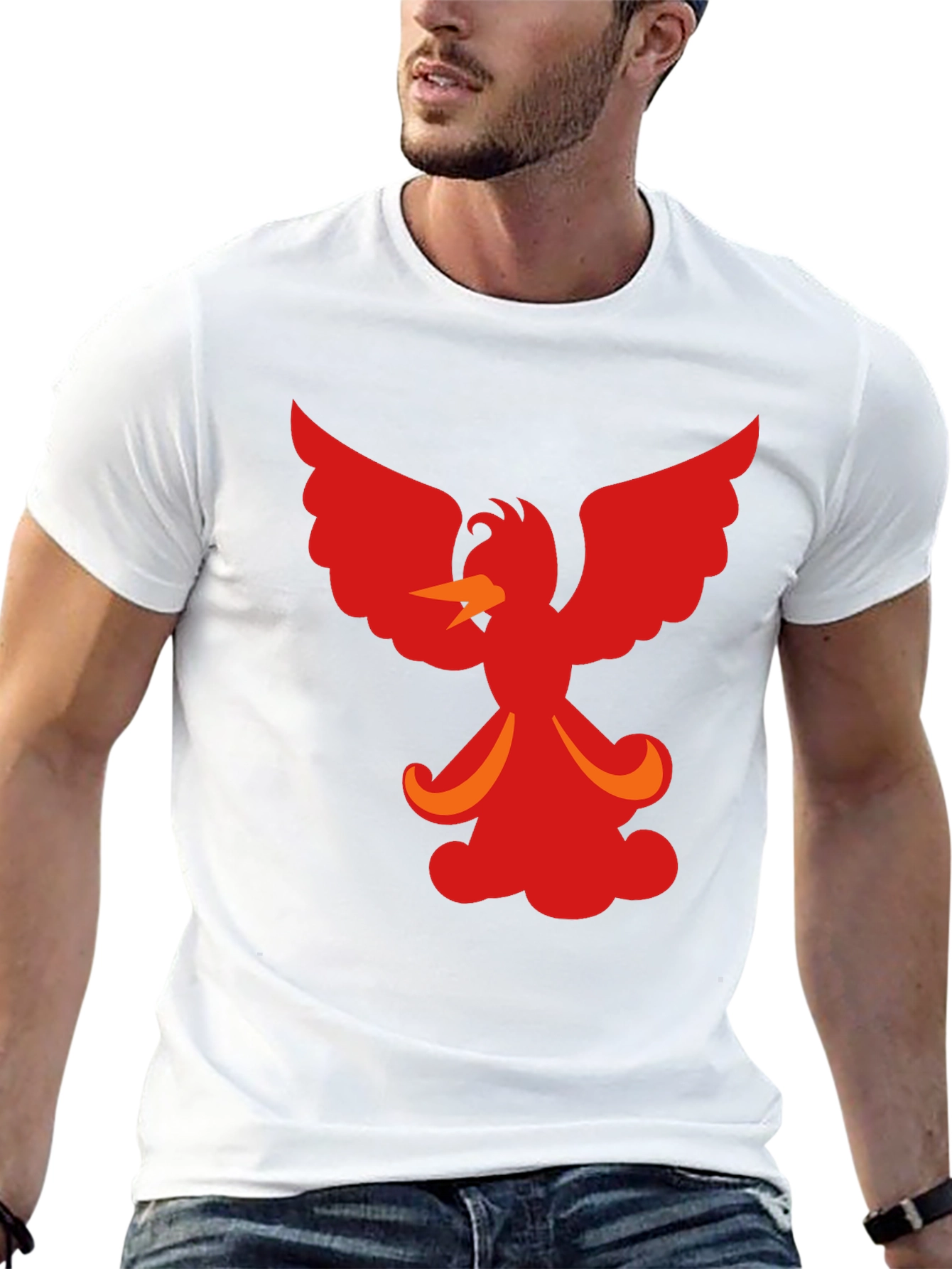 Fiery Phoenix Graphic Tee - Black Cotton Blend