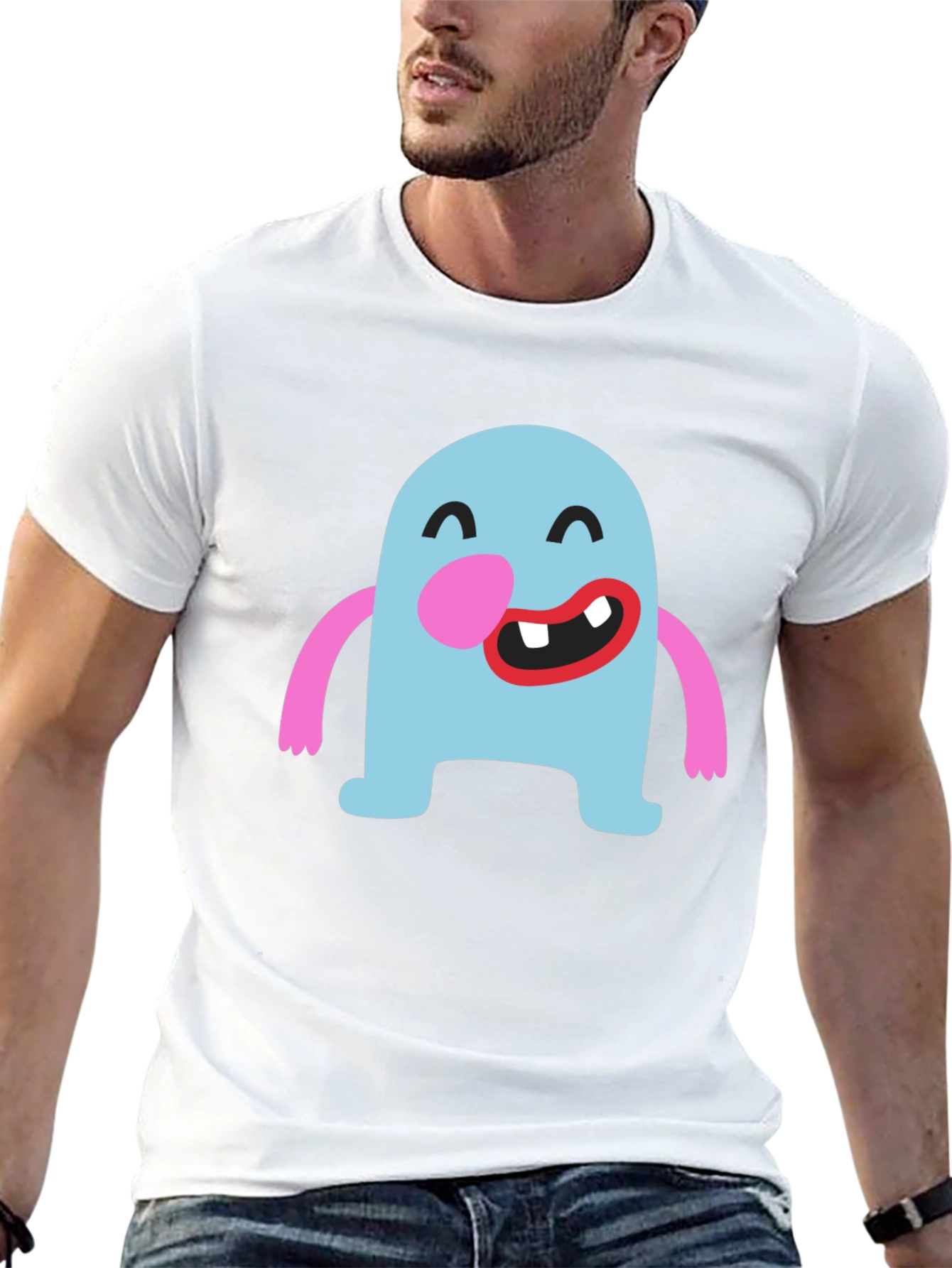 Fun Cartoon Monster Graphic Black T-Shirt