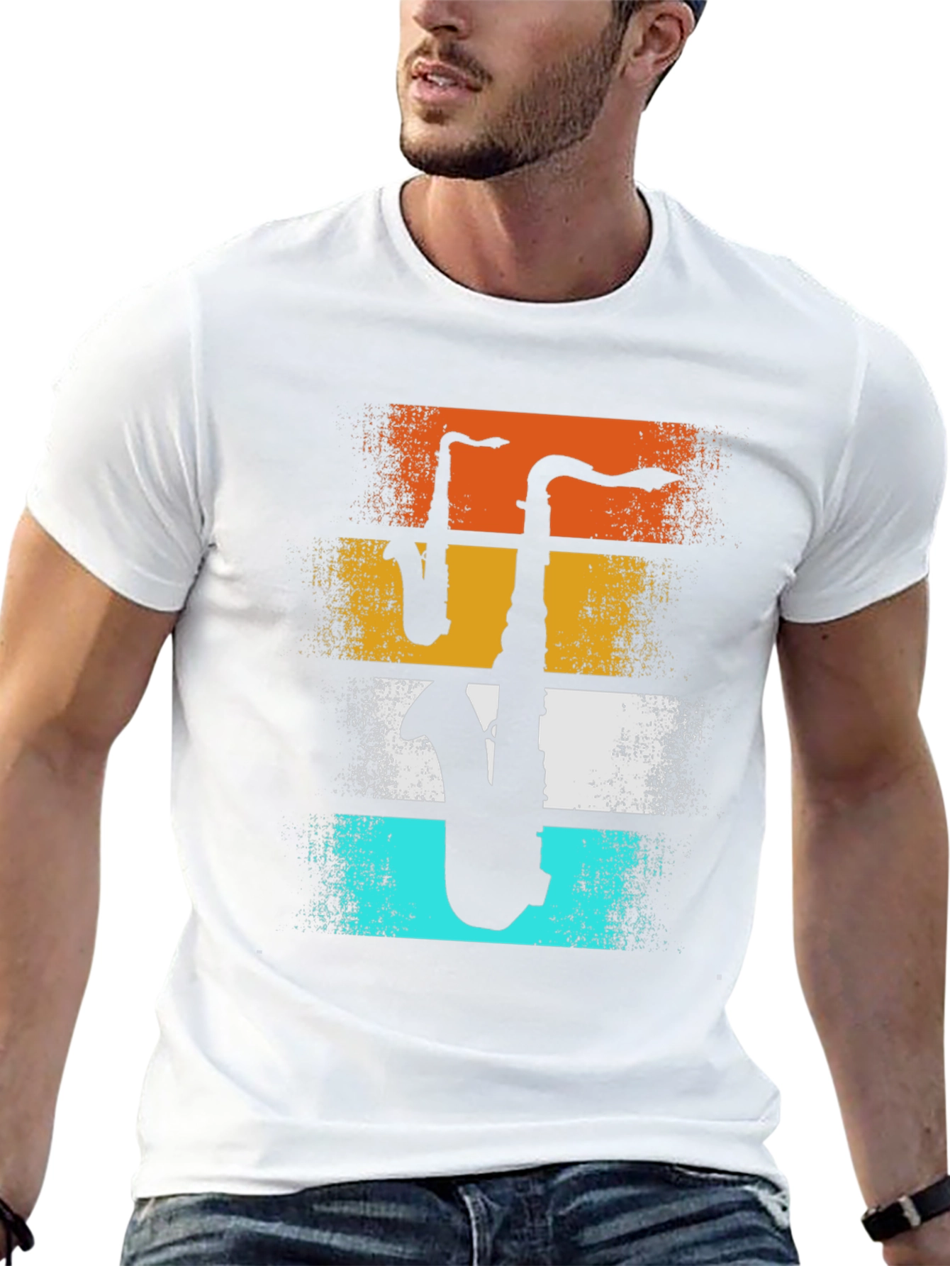Retro Saxophone Graphic T-Shirt - Musical Instrument Tee
