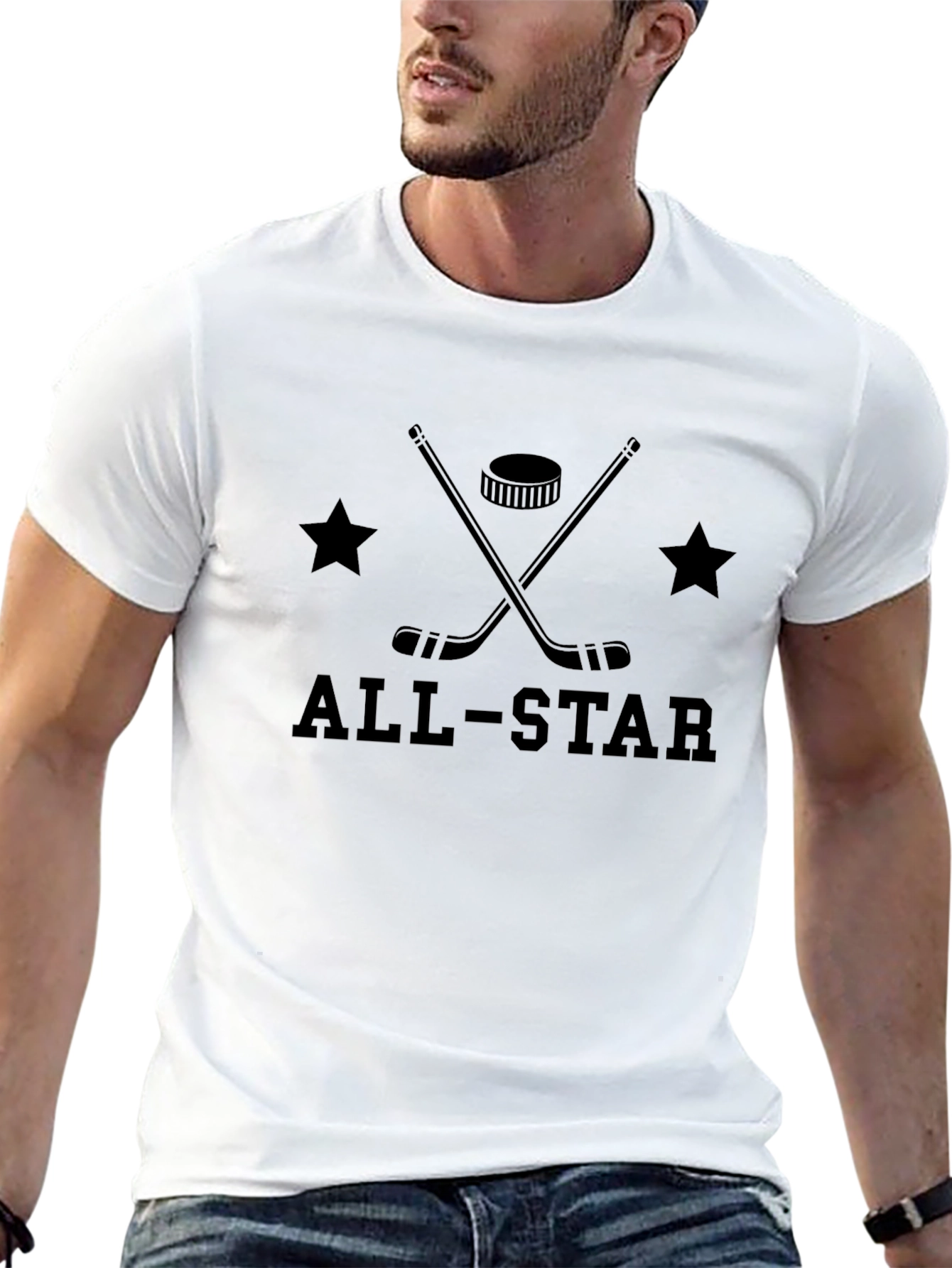 All-Star Hockey Graphic Tee - Black Cotton T-Shirt