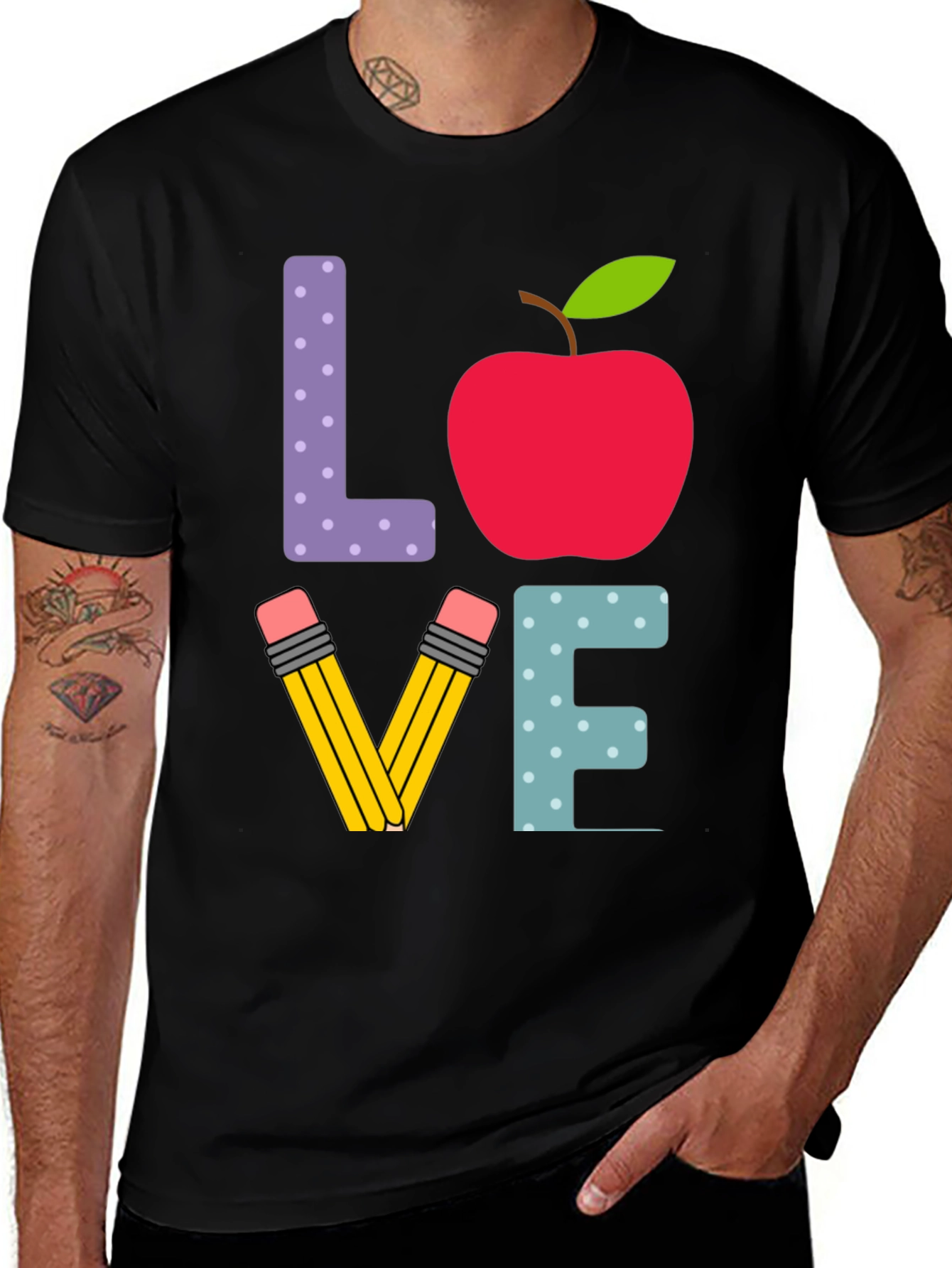 Love Teacher T-Shirt - Apple Pencils Letters