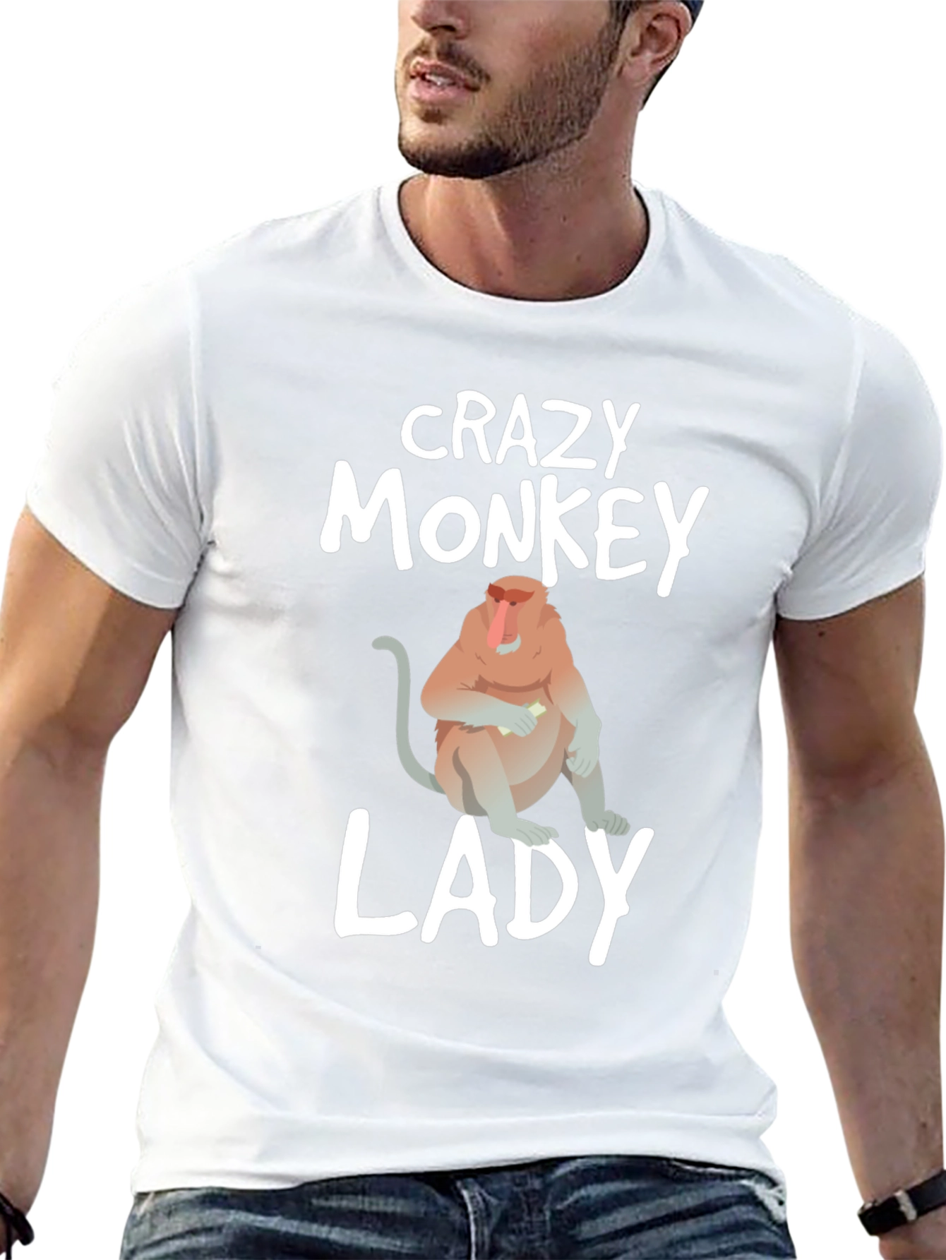 Crazy Monkey Lady Graphic T-Shirt