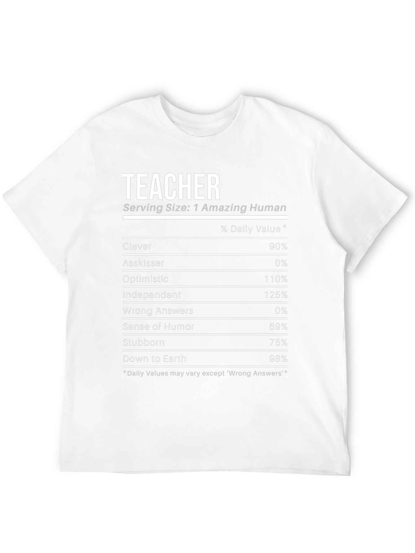 Teacher Nutrition Facts T-Shirt