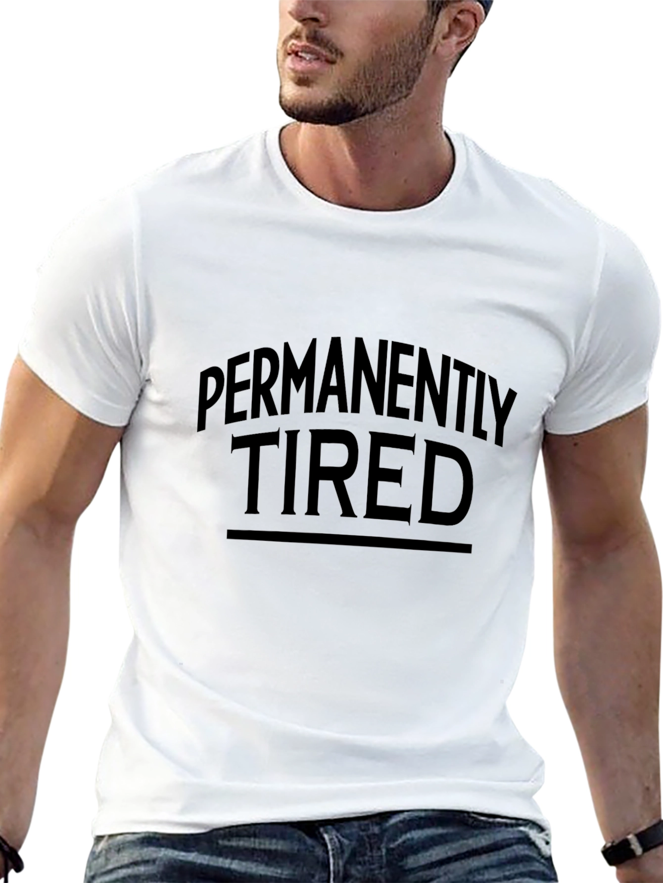 Permanently Tired Graphic Tee - Black Cotton T-Shirt