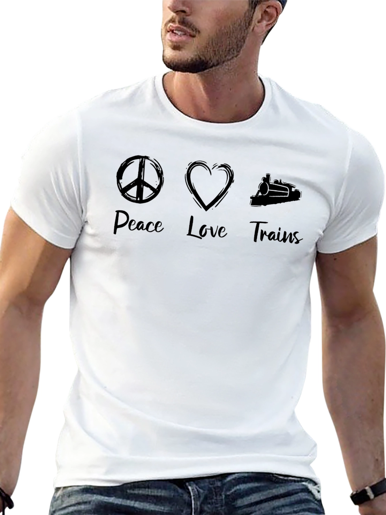 Peace Love Trains Graphic T-Shirt