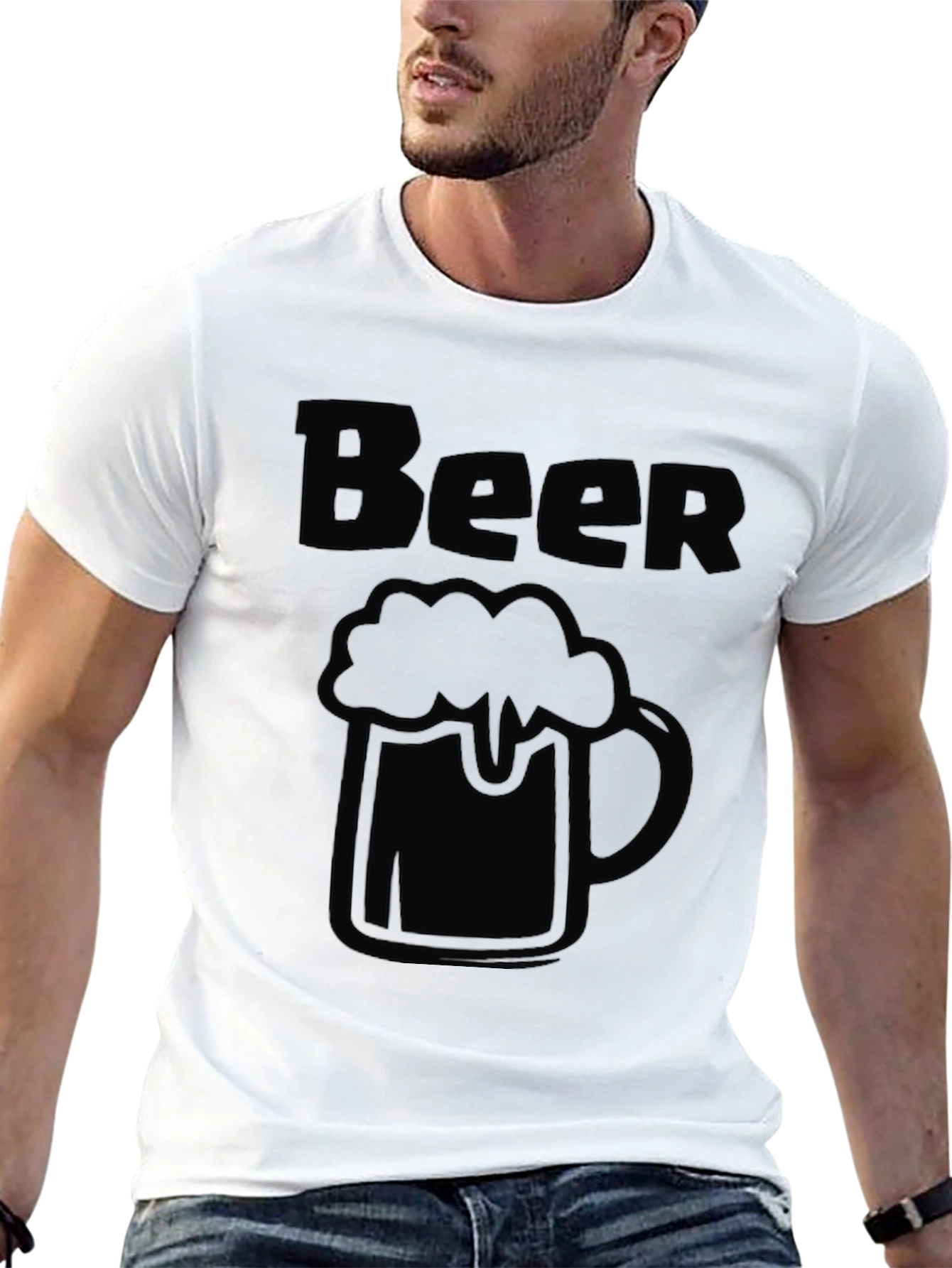 Mens Black Beer Graphic T-Shirt