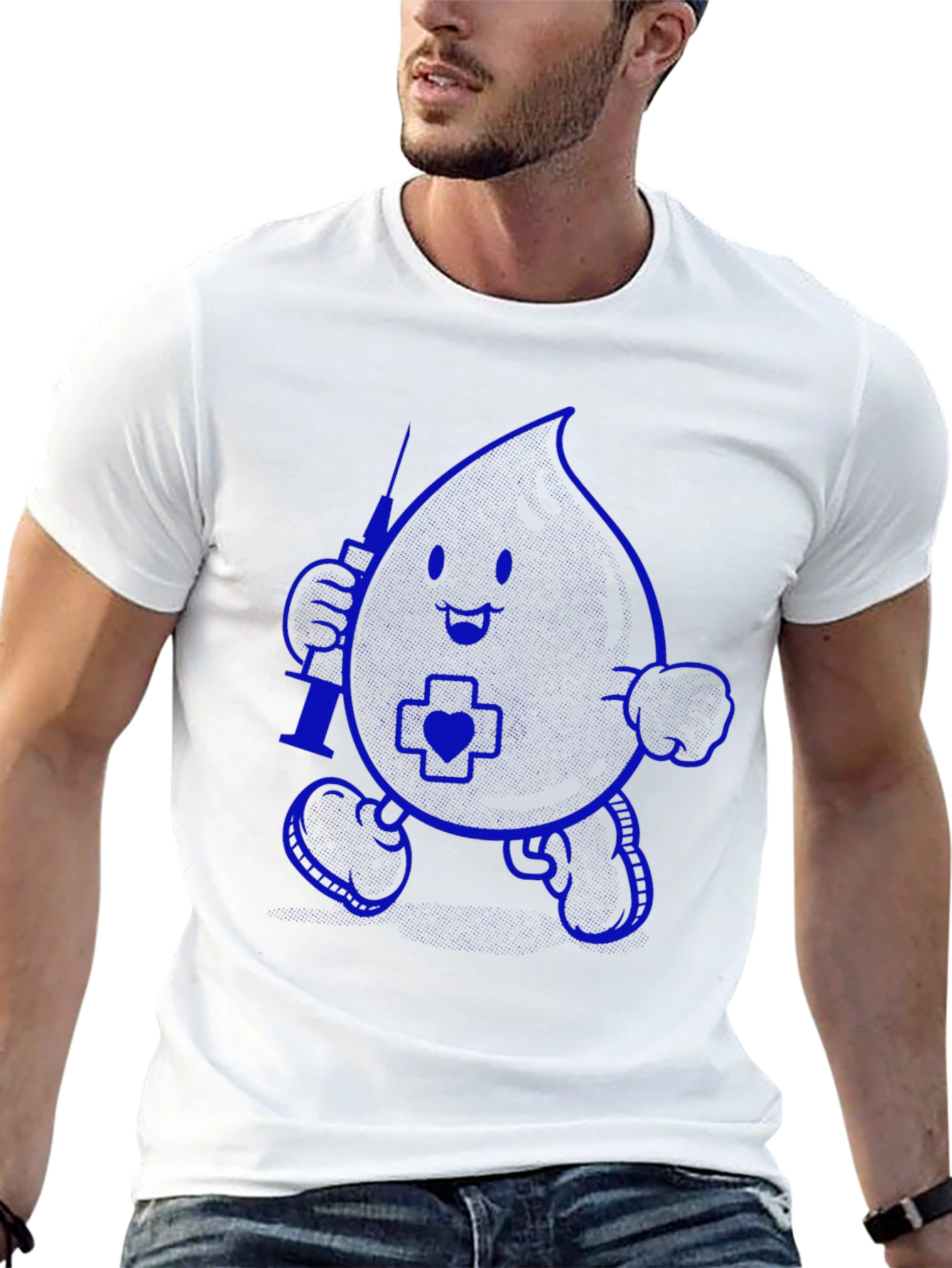 Cartoon Blood Drop Nurse T-Shirt