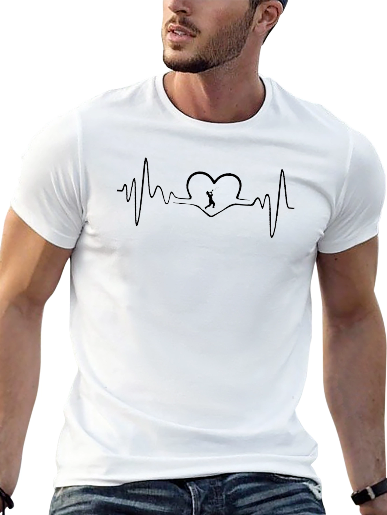 Heartbeat Tennis Player Graphic T-Shirt