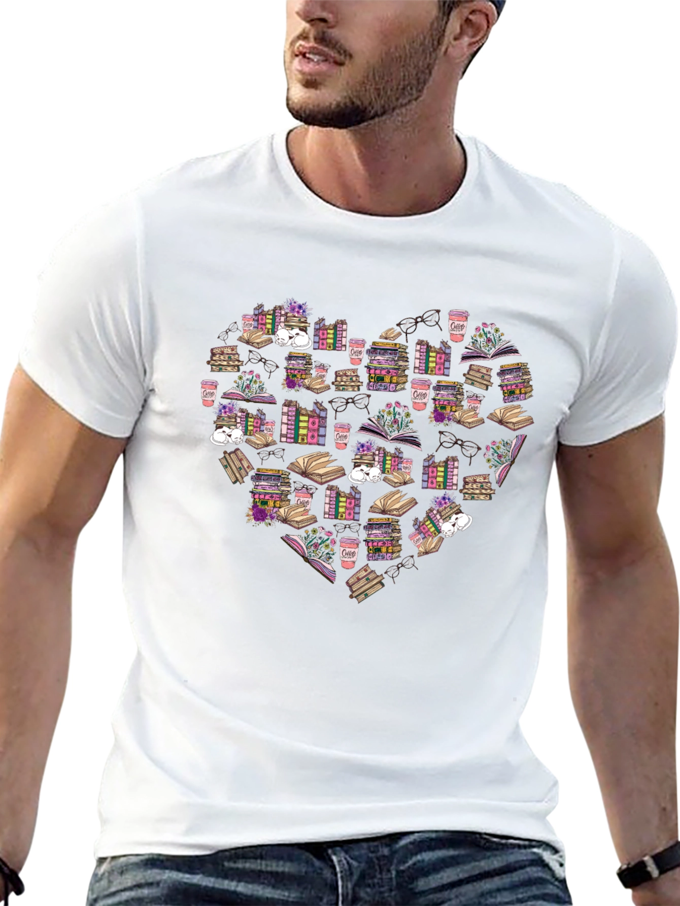 Book Lover Heart Graphic T-Shirt