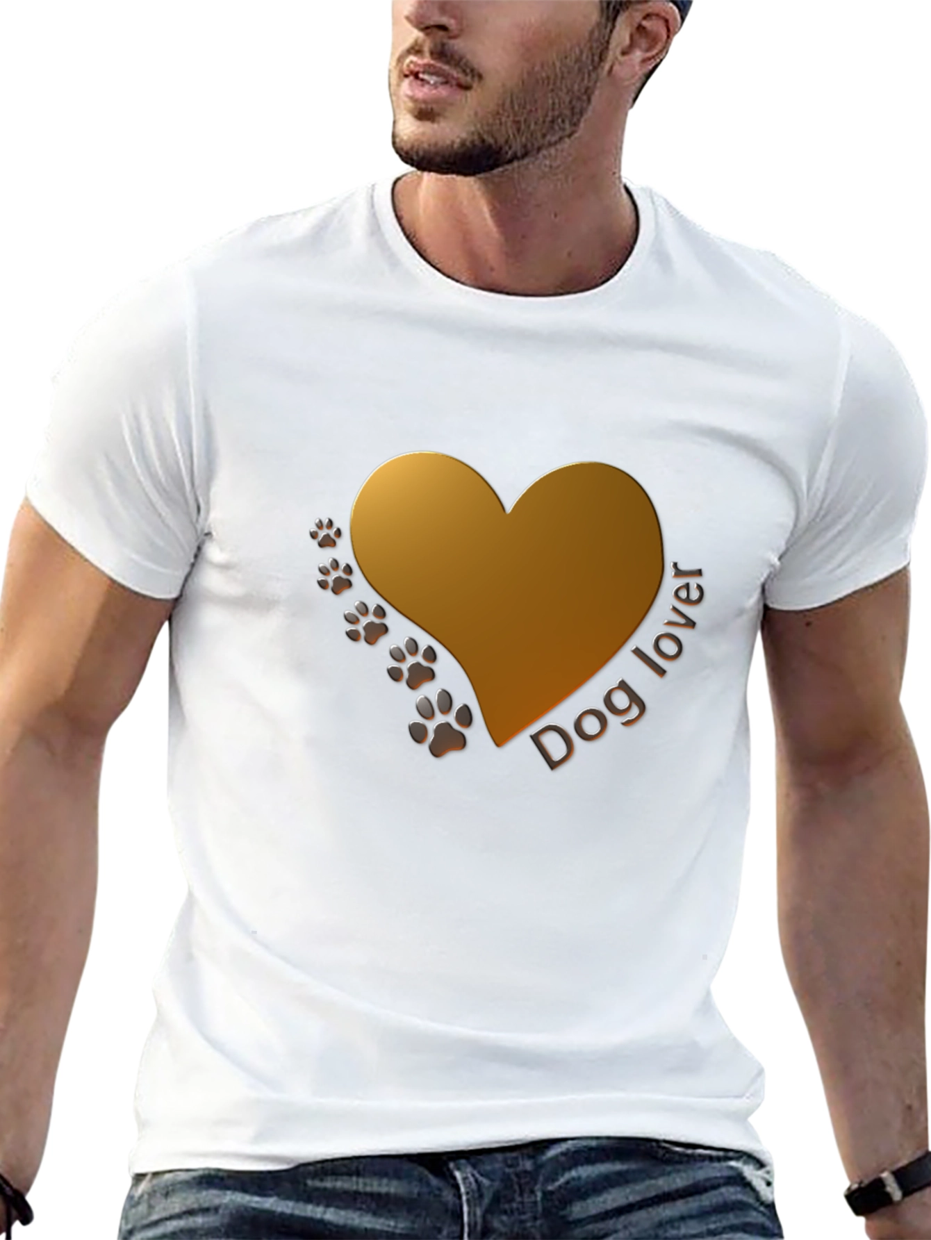Dog Lover T-Shirt - Heart & Paw Print Design