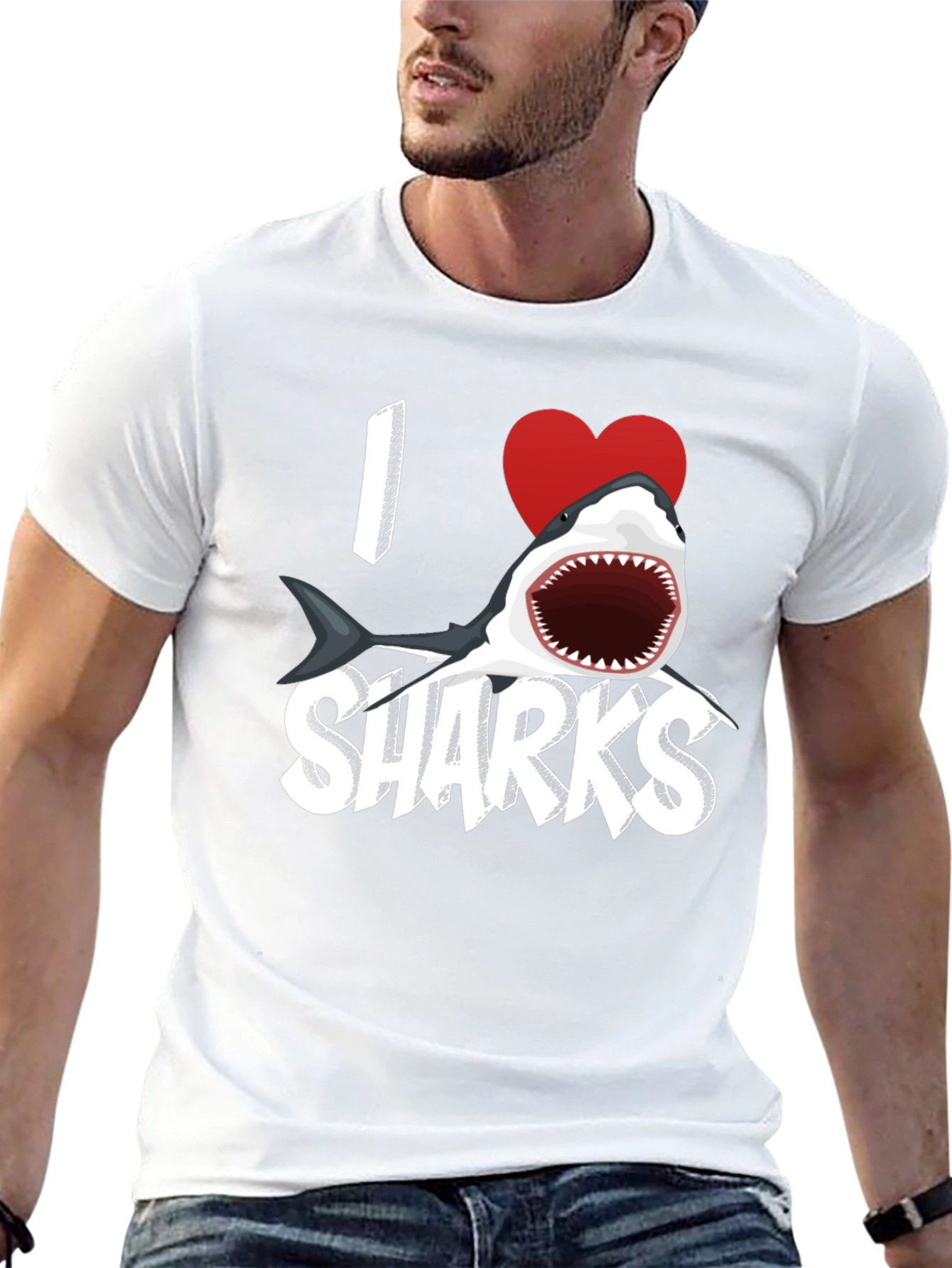I Heart Sharks Graphic Tee - Black