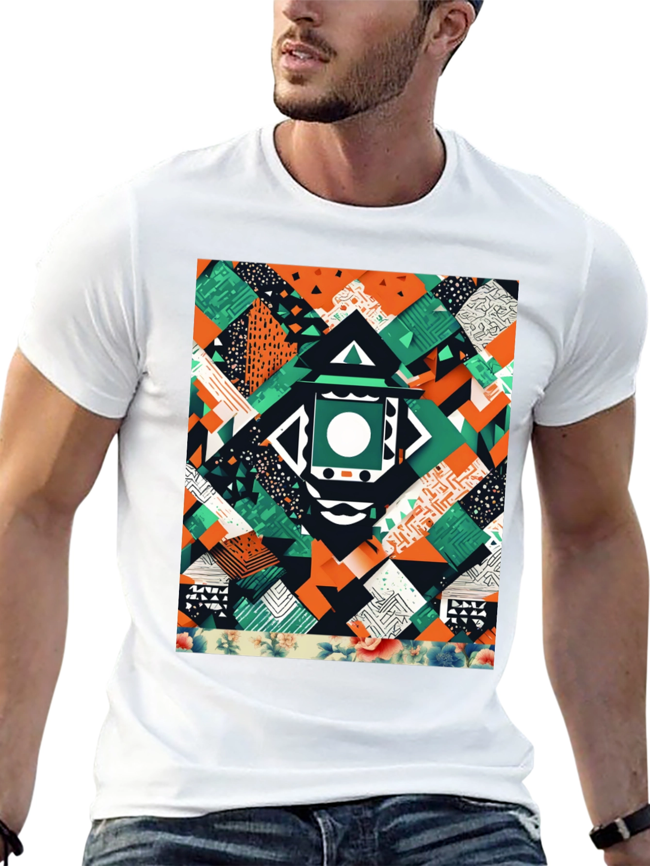 Abstract Geometric Patchwork Tee - Unique Design