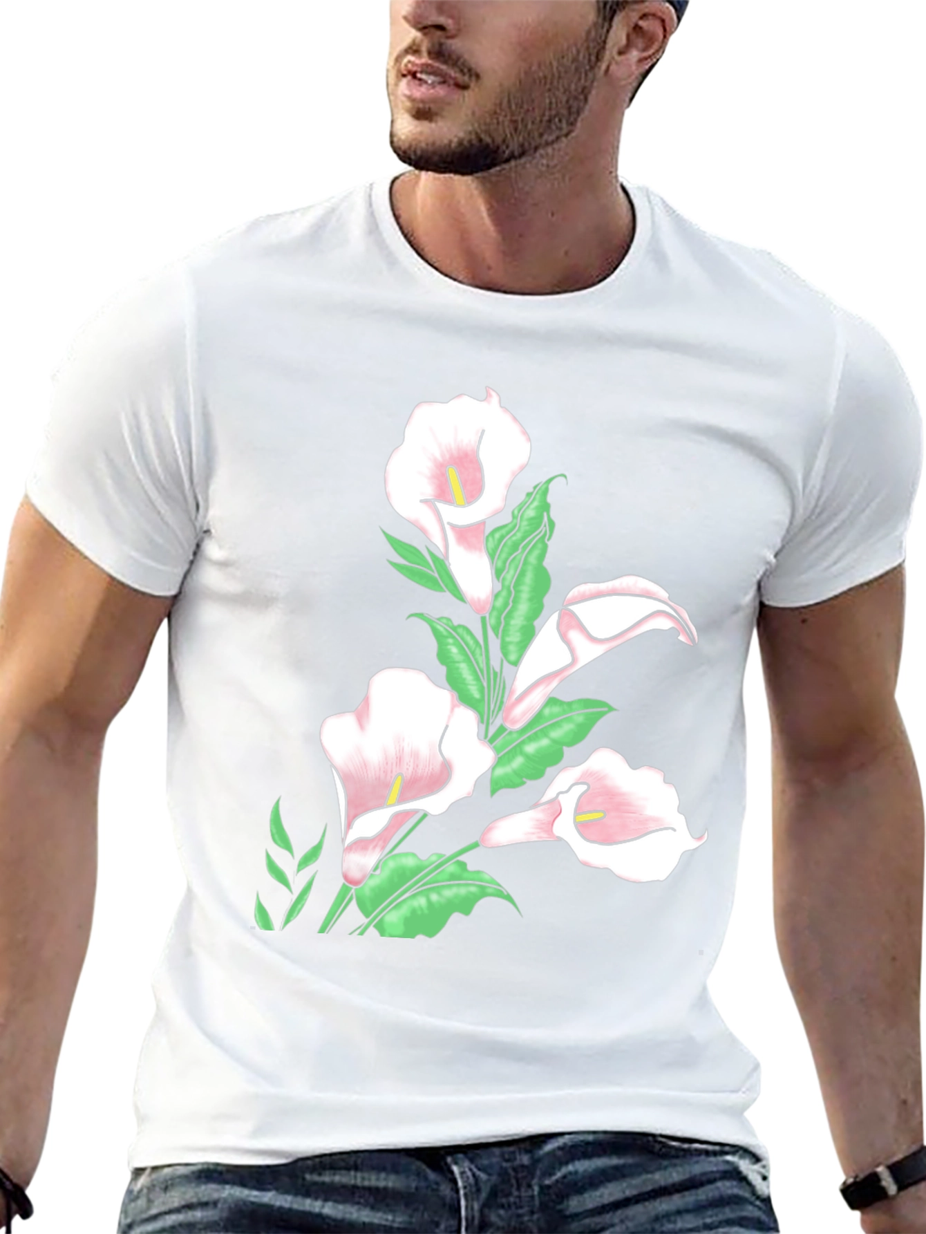 Black Floral Calla Lily T-Shirt