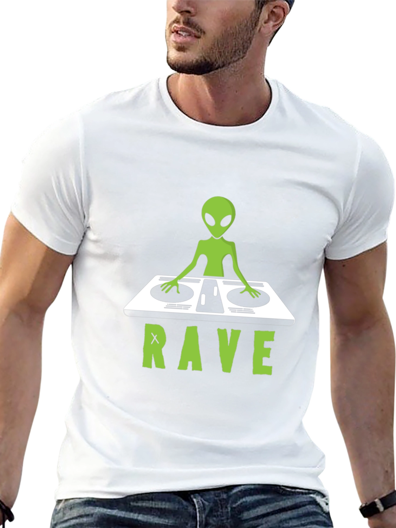 Alien DJ Rave T-Shirt - Unique Graphic Tee