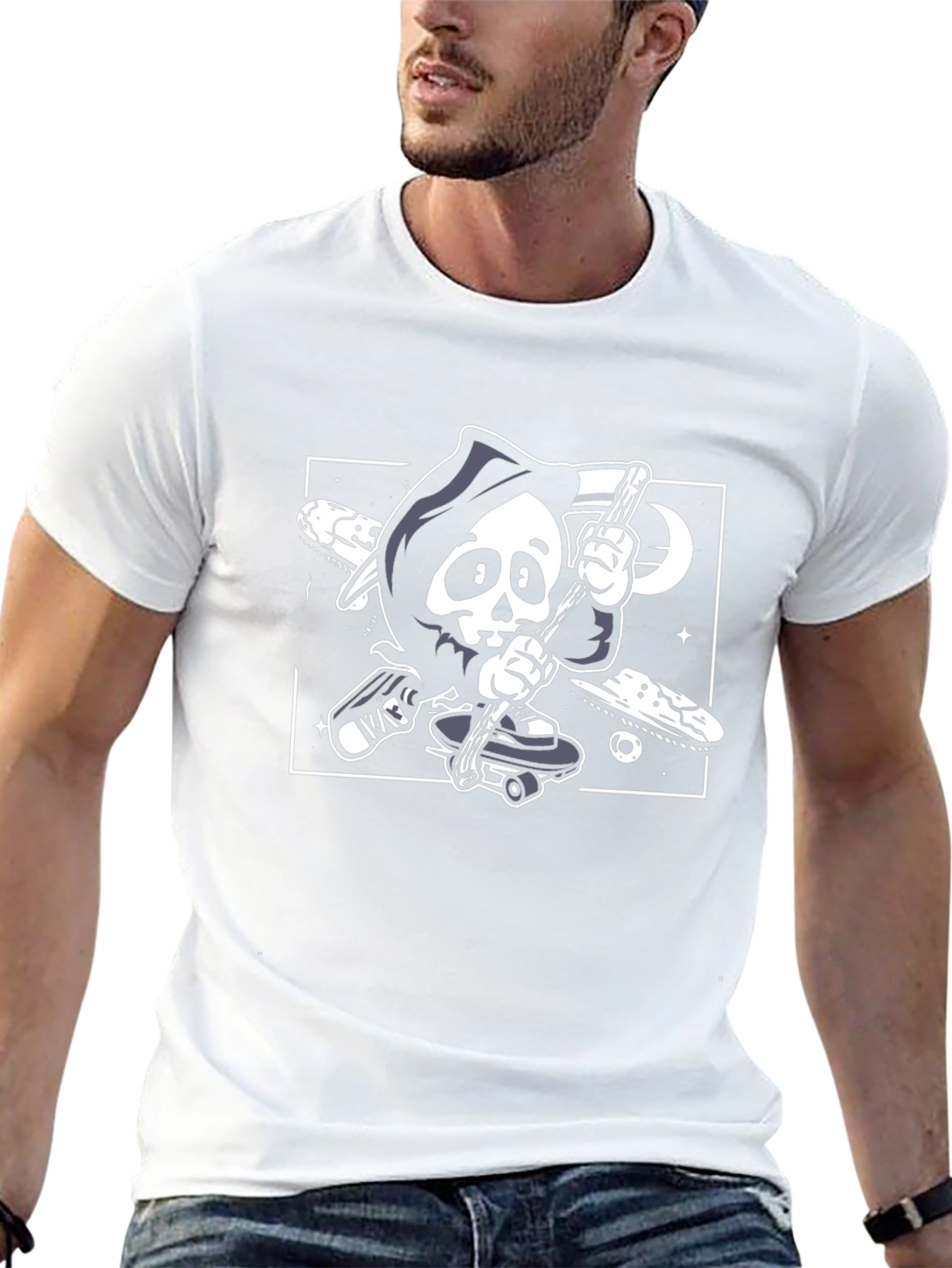 Skateboarding Grim Reaper Black Graphic Tee