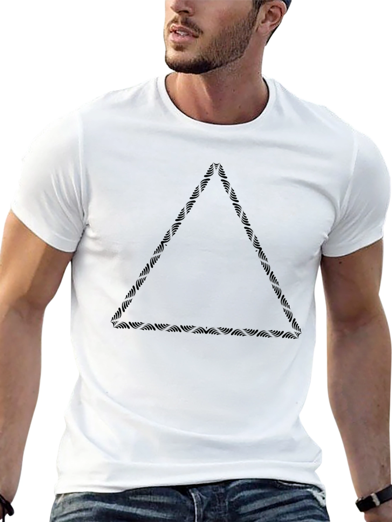 Mens Black Tribal Triangle Graphic Tee