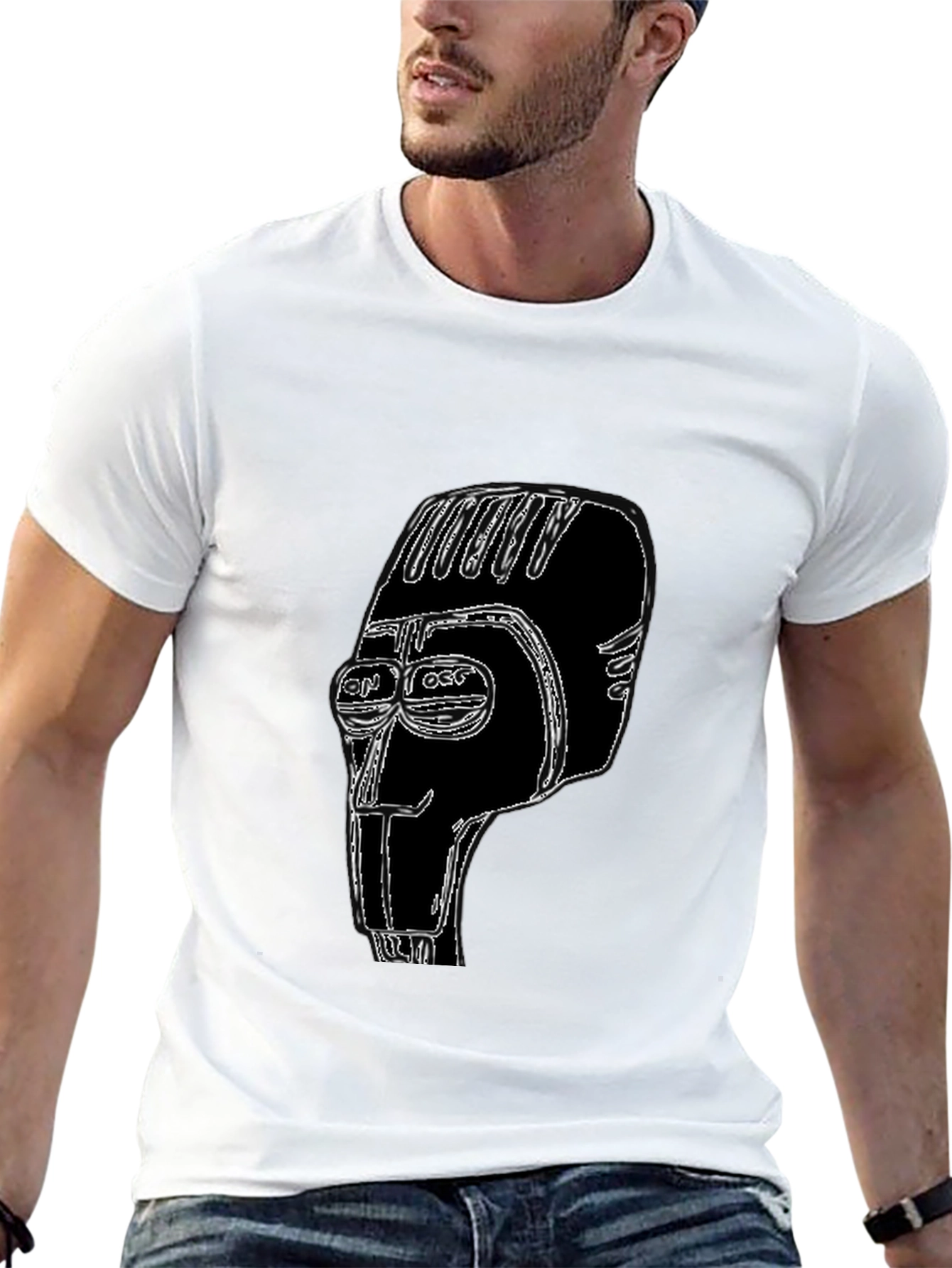 Abstract Head Graphic T-Shirt - Black