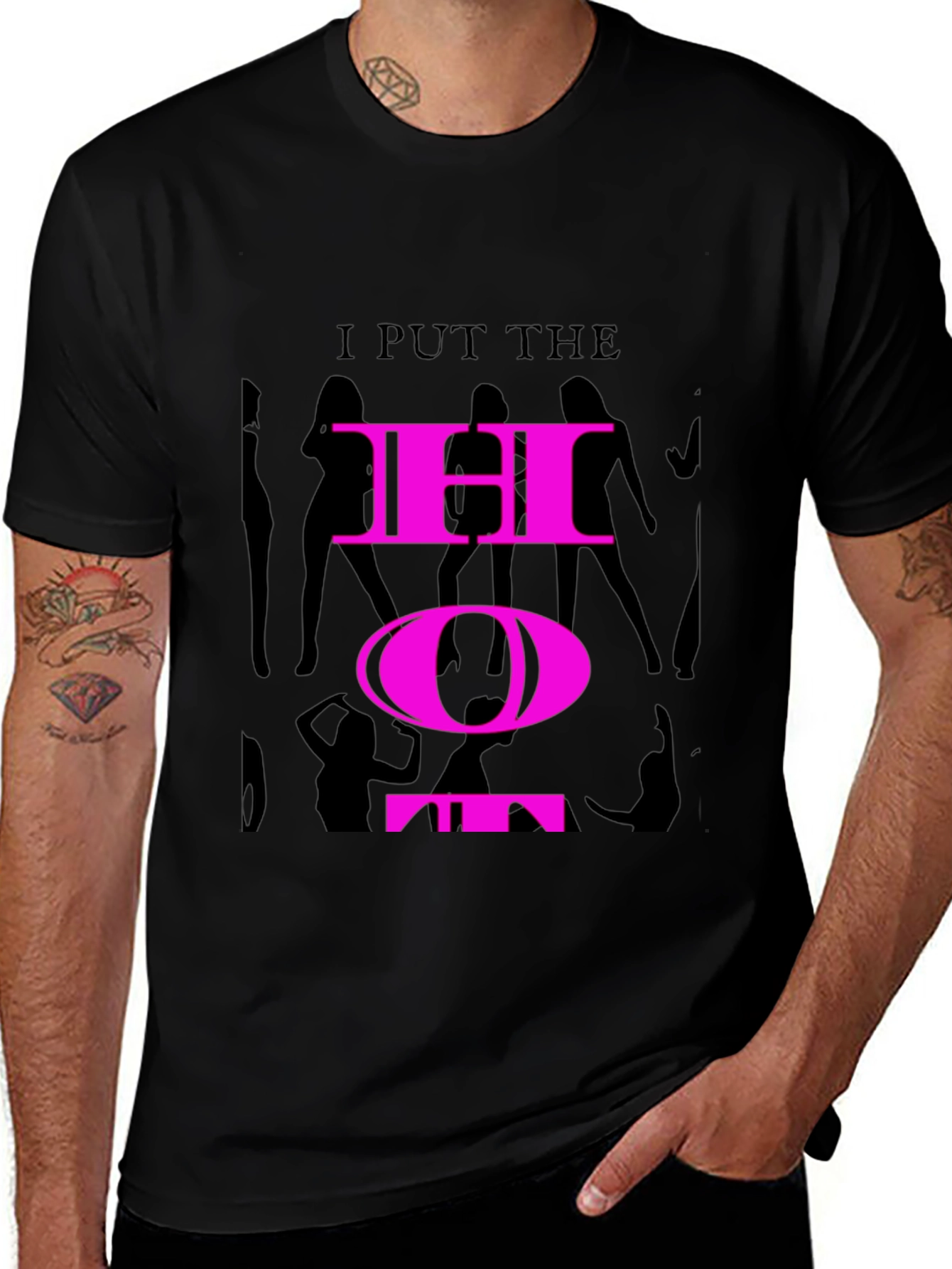 Funny I Put The Ho In Home Black T-Shirt