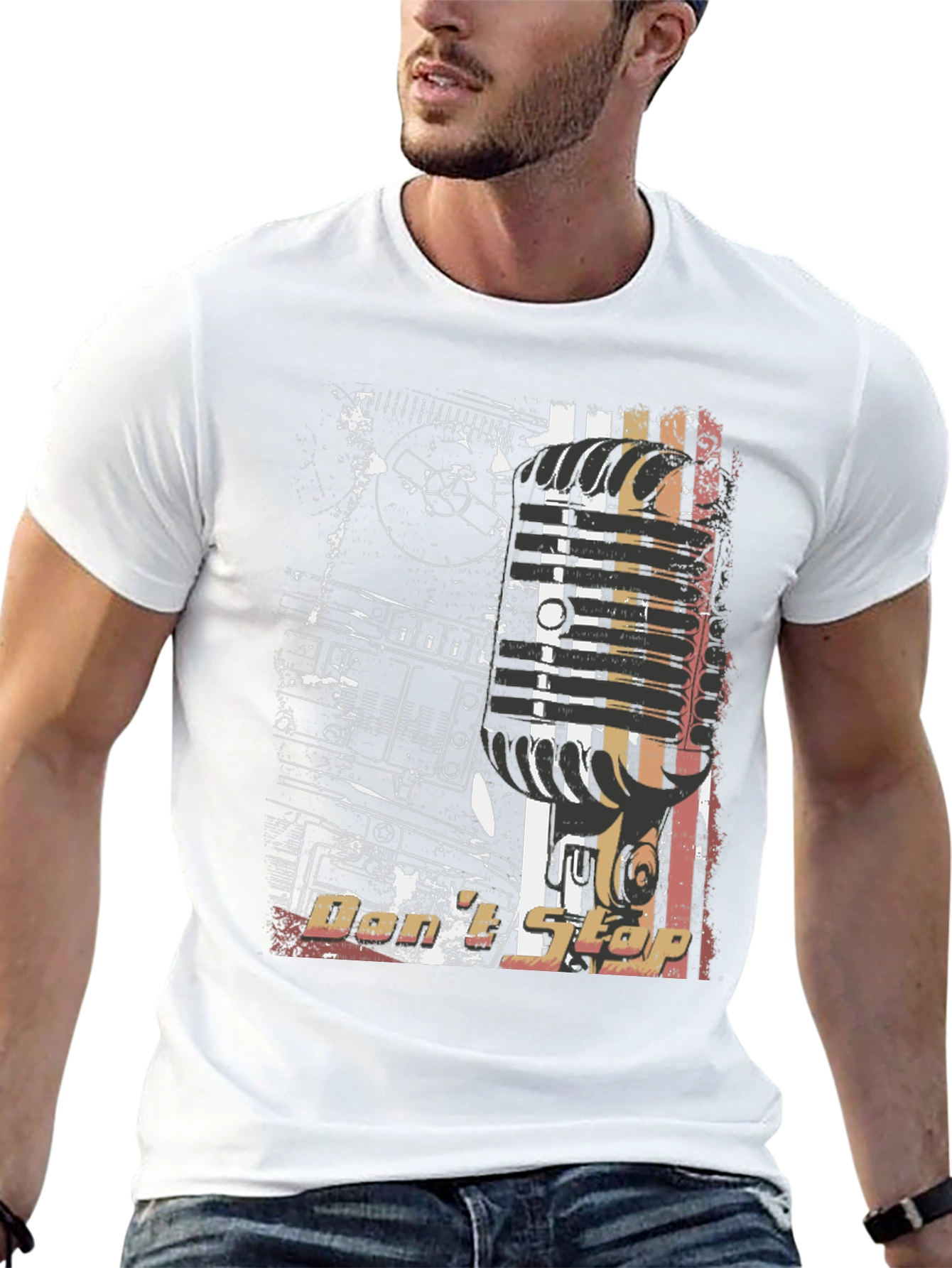 Retro DJ Mixer Graphic Black T-Shirt