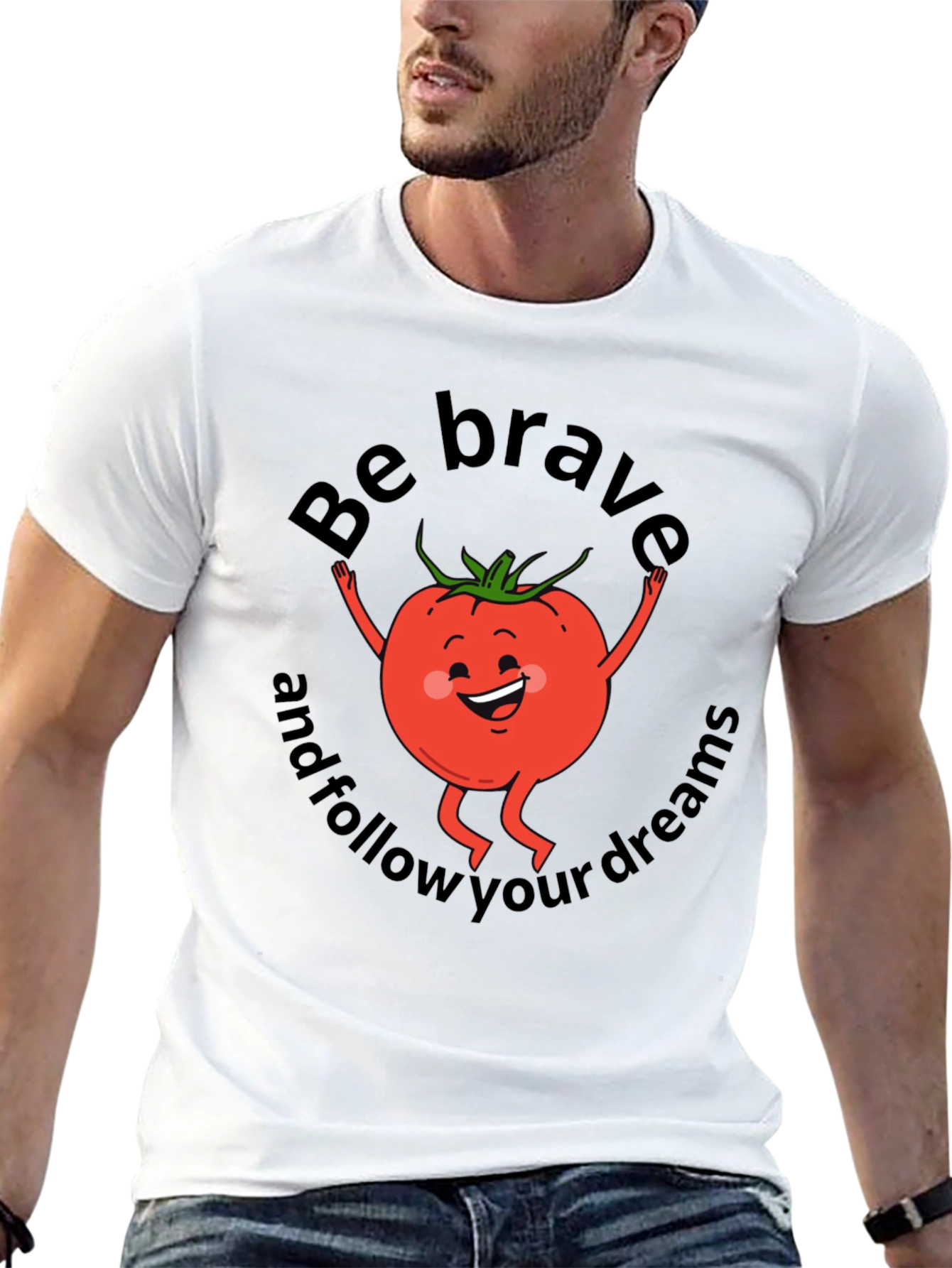 Be Brave Tomato Graphic T-Shirt - Black Cotton Tee