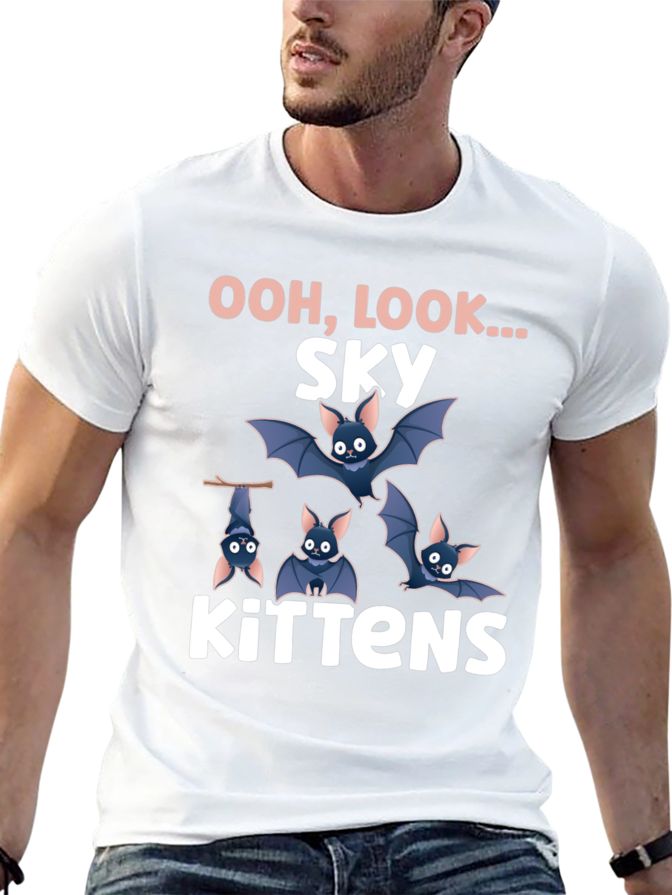 Sky Kittens Graphic Tee - Cute Bat T-Shirt