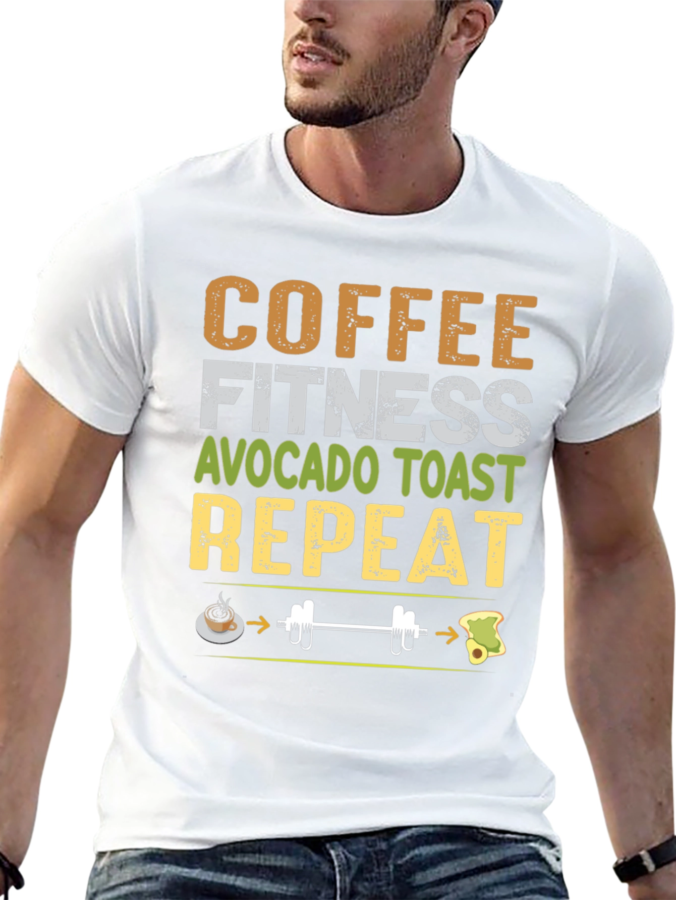 Coffee Fitness Avocado Toast Repeat Graphic Tee
