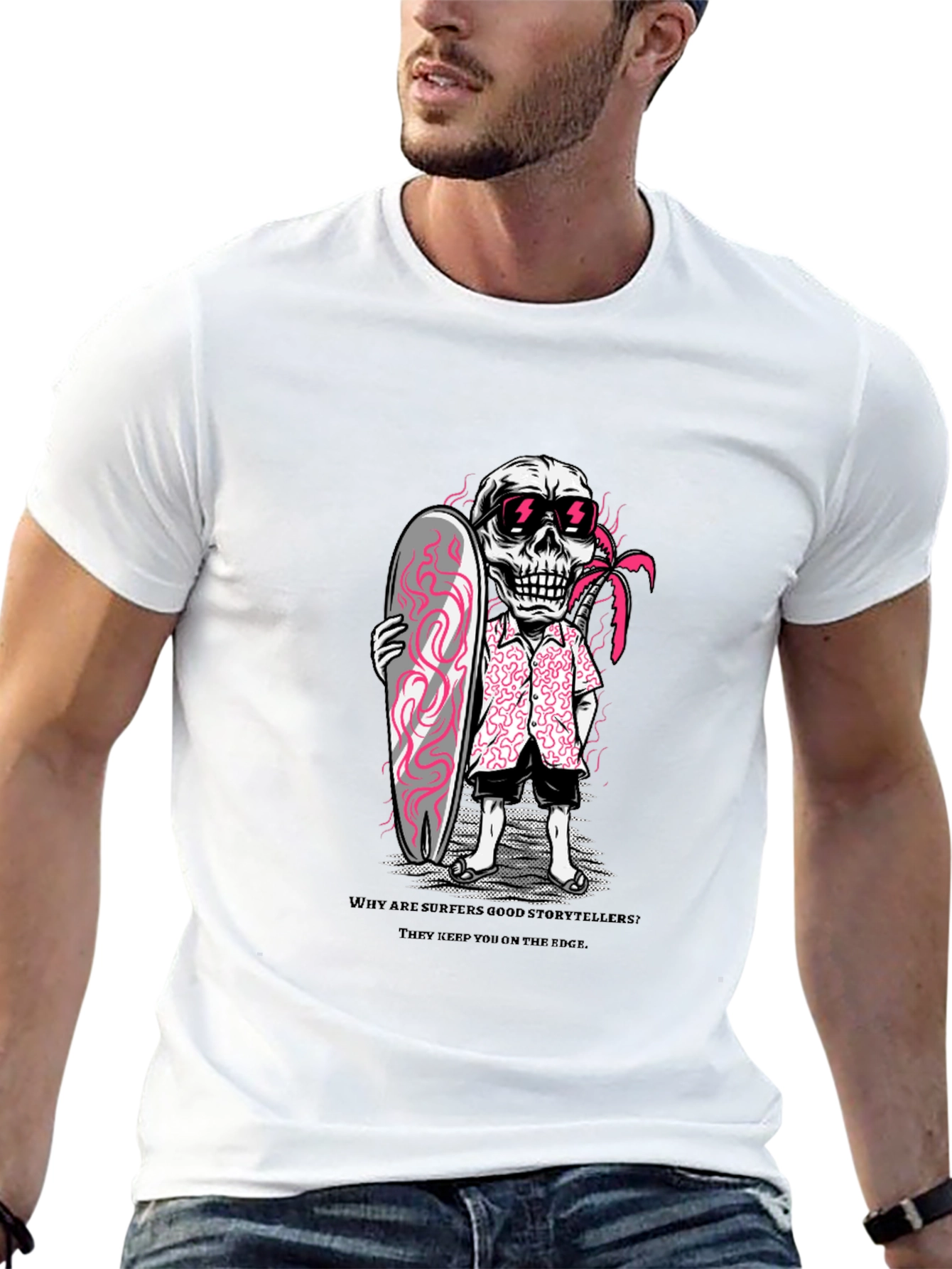 Surfer Skeleton Graphic T-Shirt
