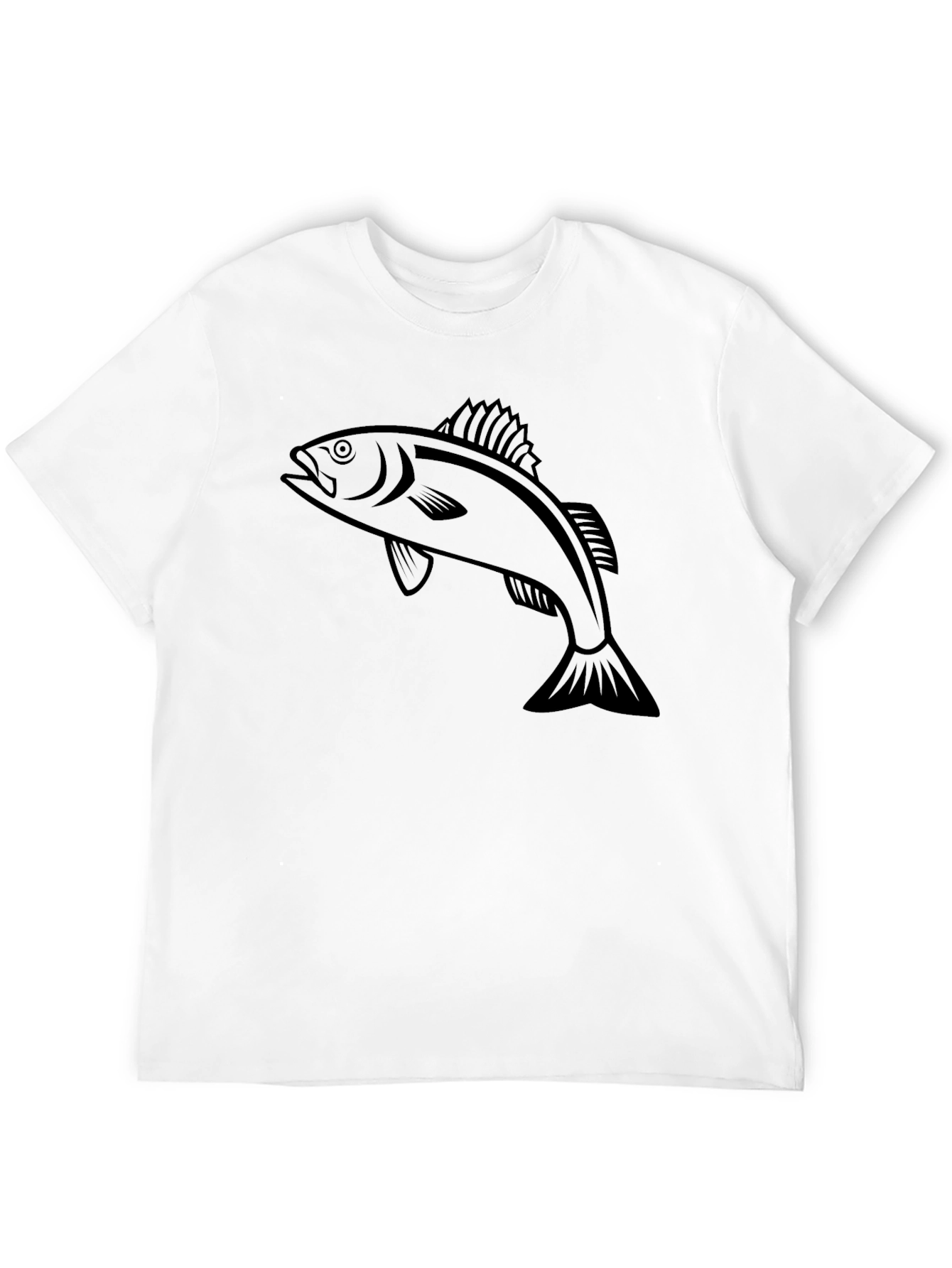 Mens Black T-Shirt with Fish Graphic