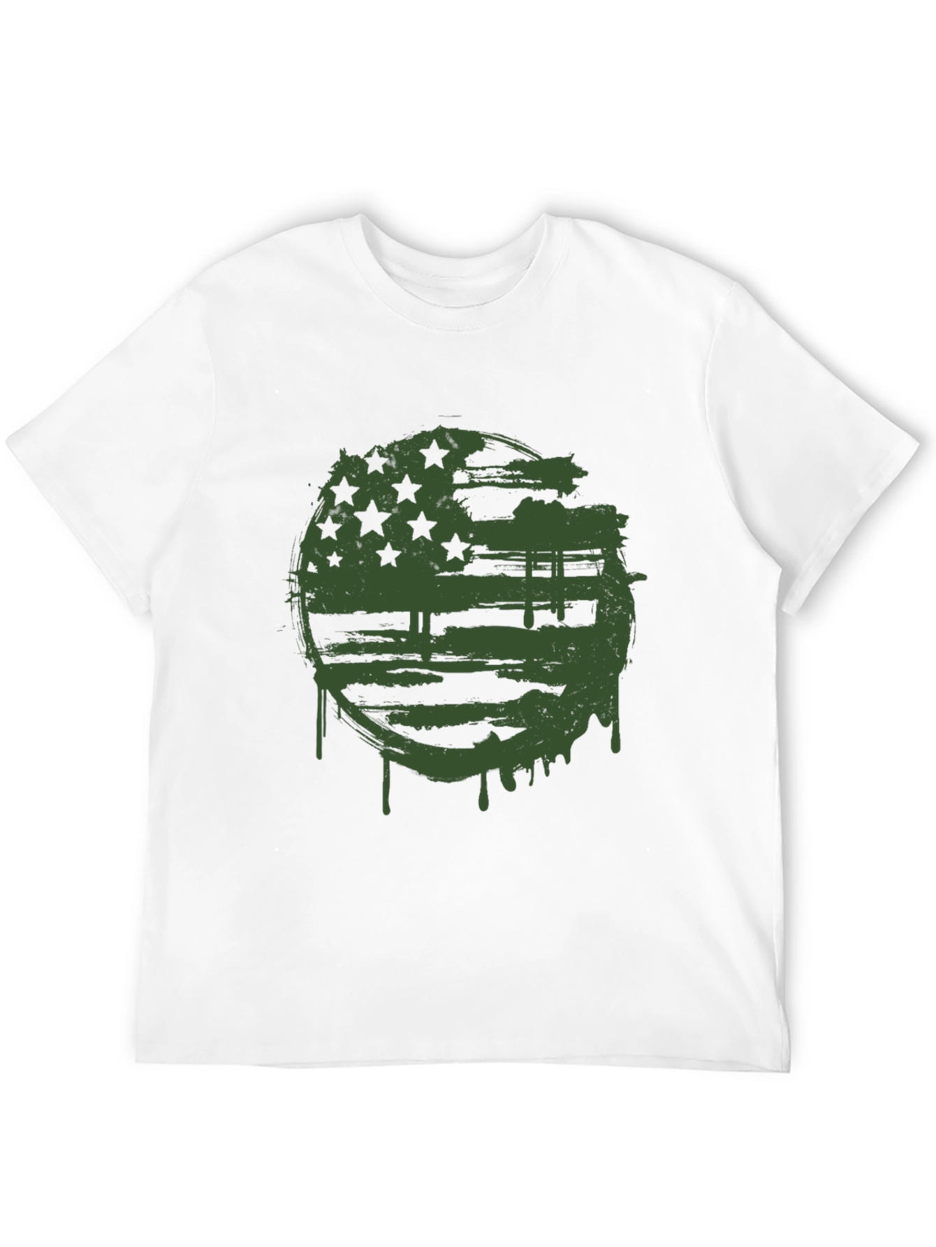 Grunge American Flag Graphic Tee - Black Cotton Blend