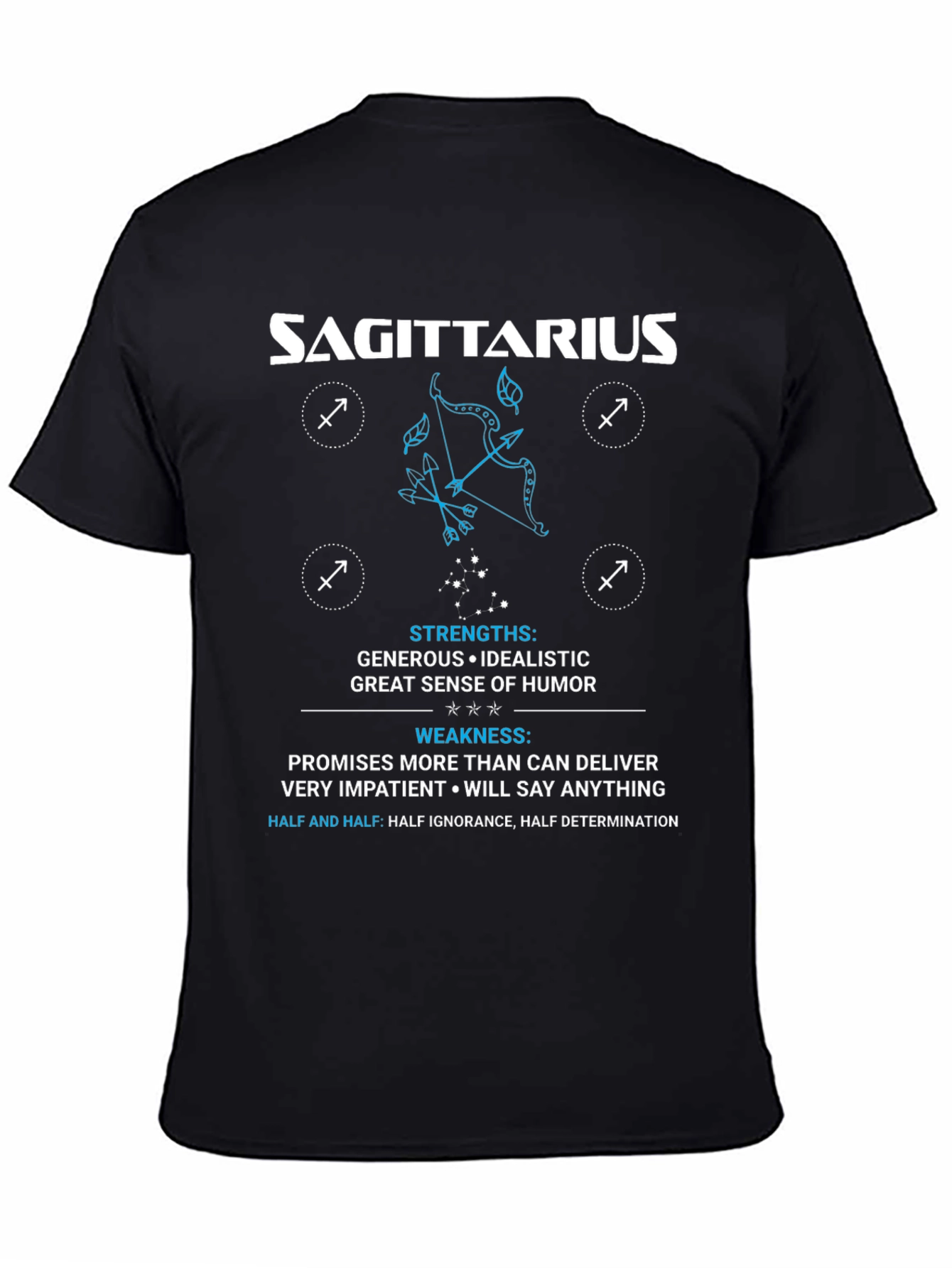 Sagittarius Zodiac T-Shirt - Strengths & Weaknesses