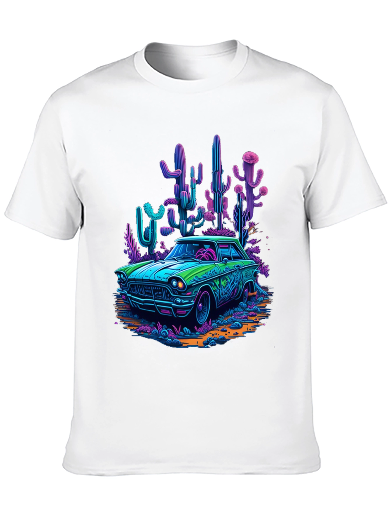 Retro Car Cactus Graphic Tee