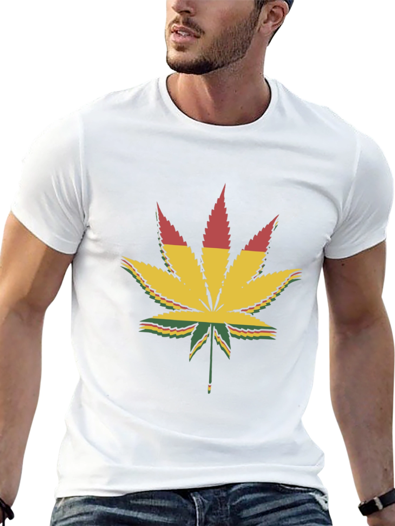 Rasta Leaf Graphic T-Shirt - Black