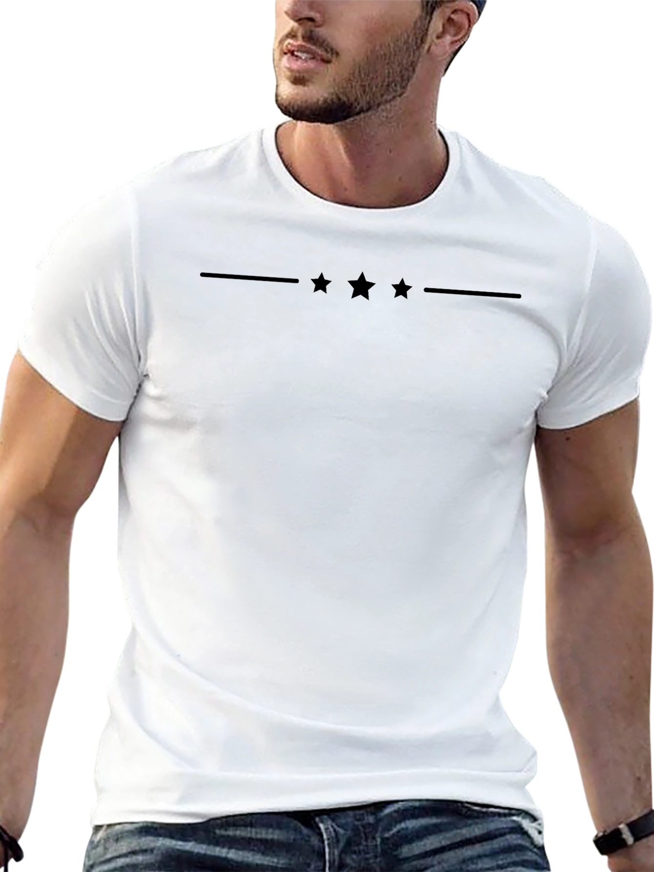 Mens Black T-Shirt with Star Design