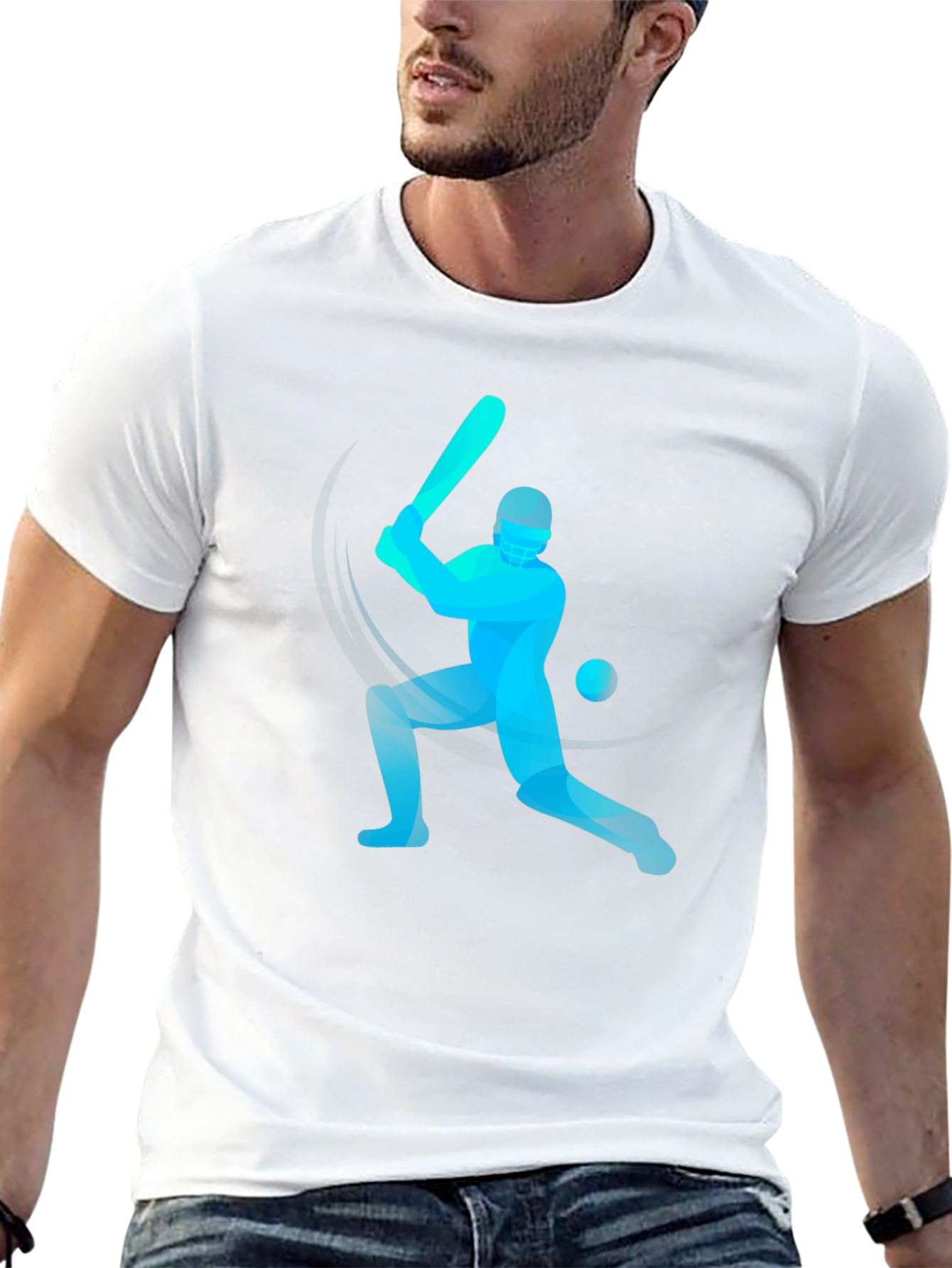 Cricket Player Graphic Tee - Stylish Black T-Shirt