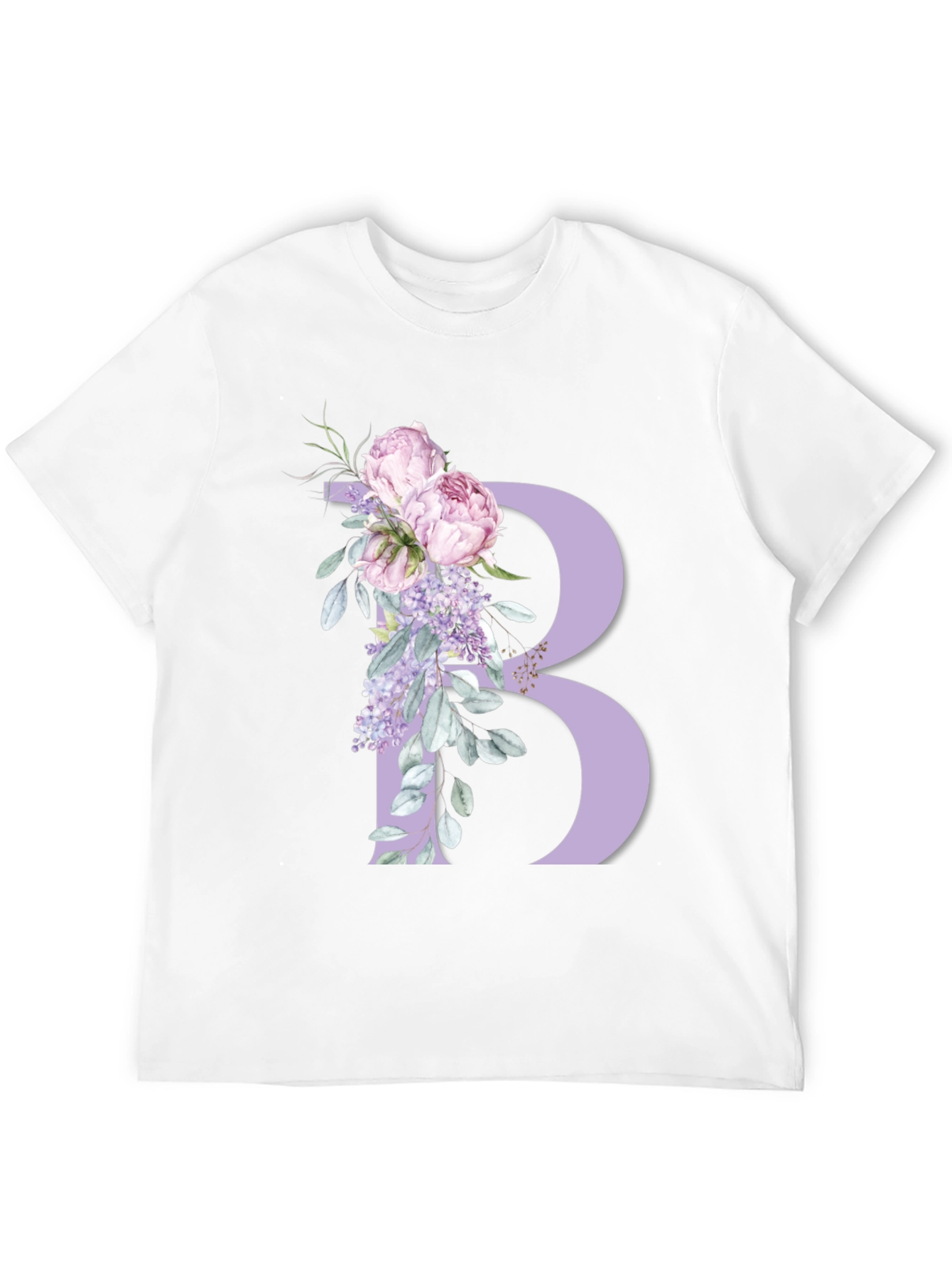 Floral Letter B Black T-Shirt