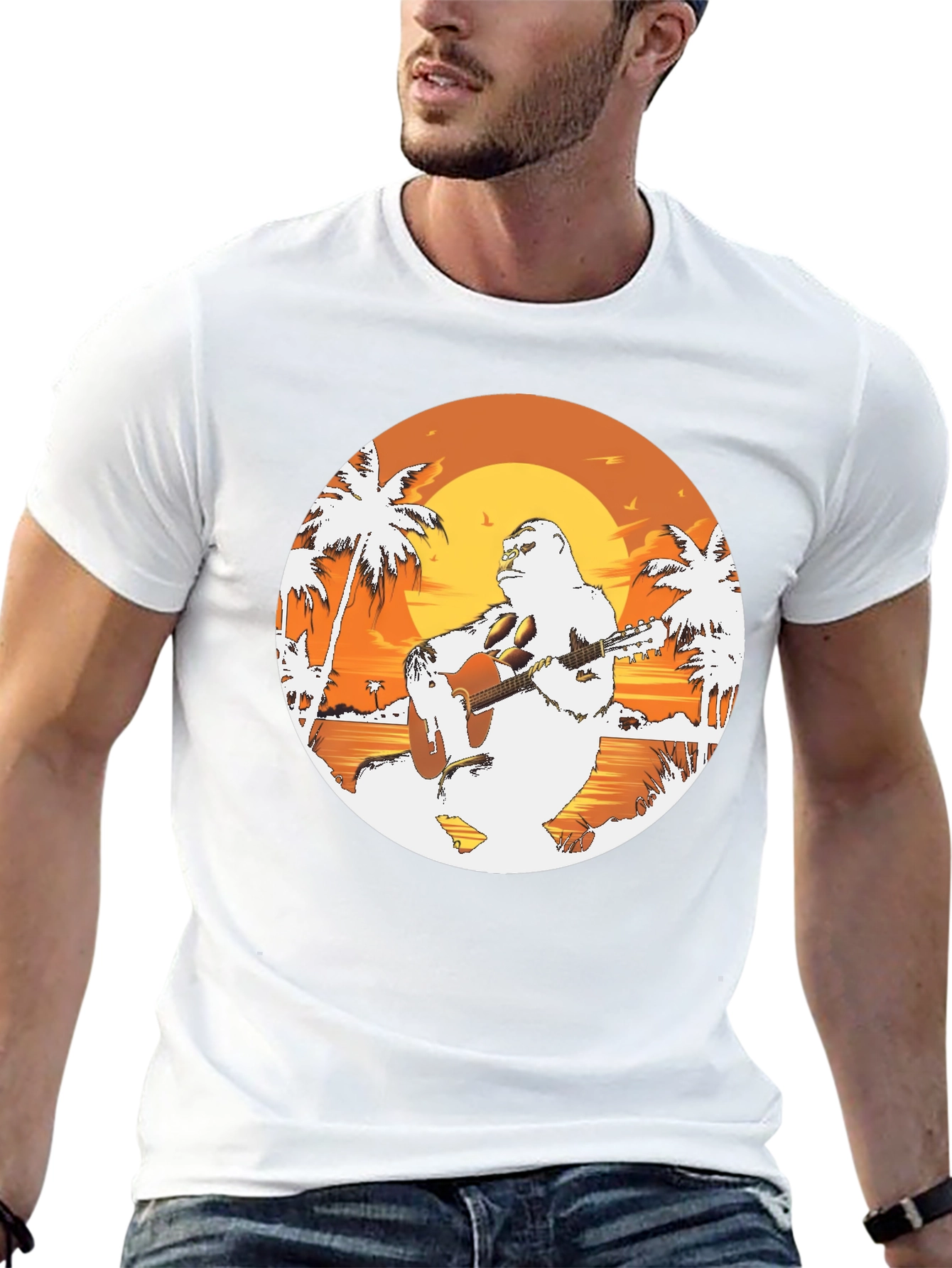 Sasquatch Beach Guitar T-Shirt