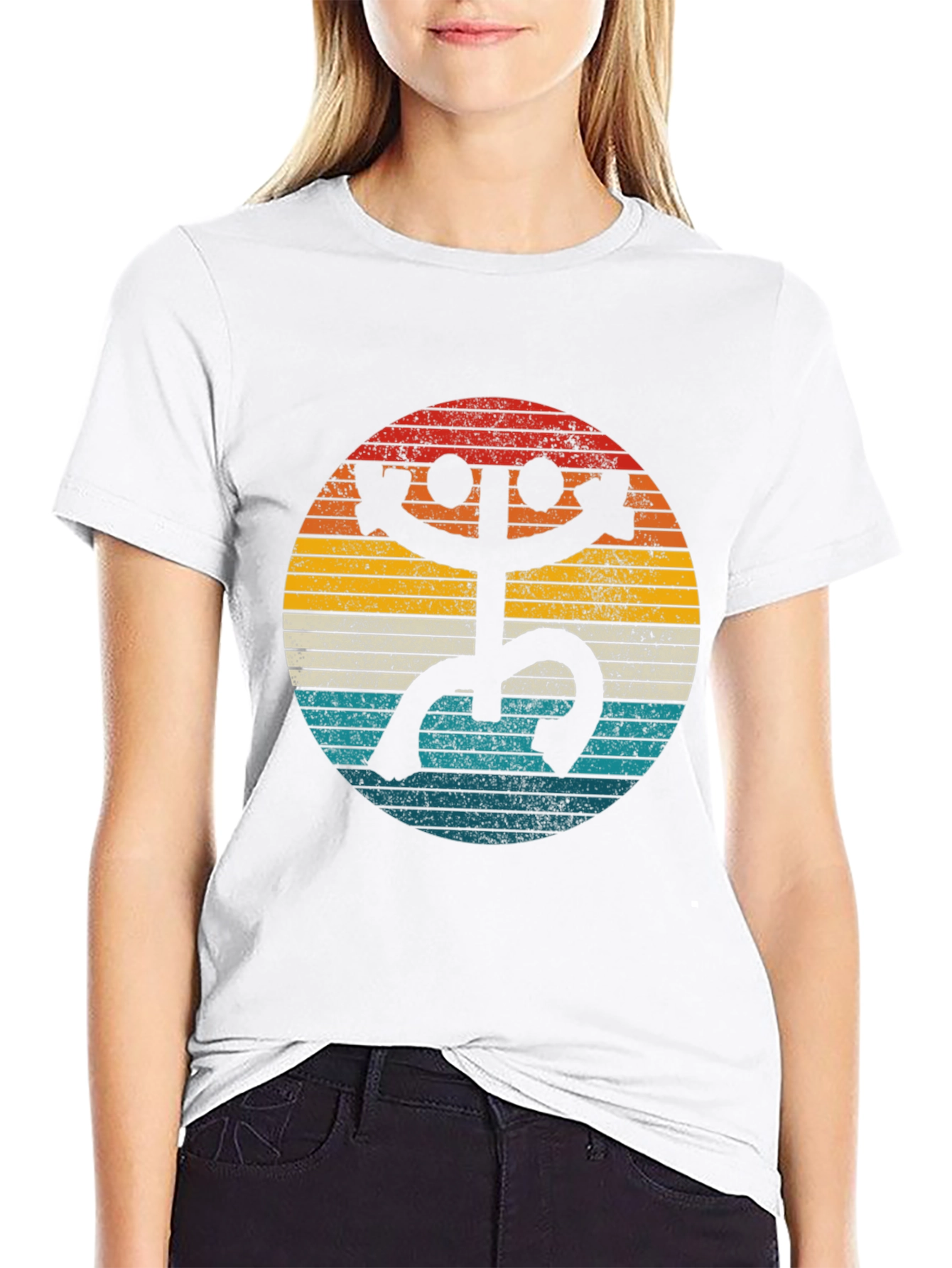 Retro Striped Coqui Taino Symbol Mens Black T-Shirt