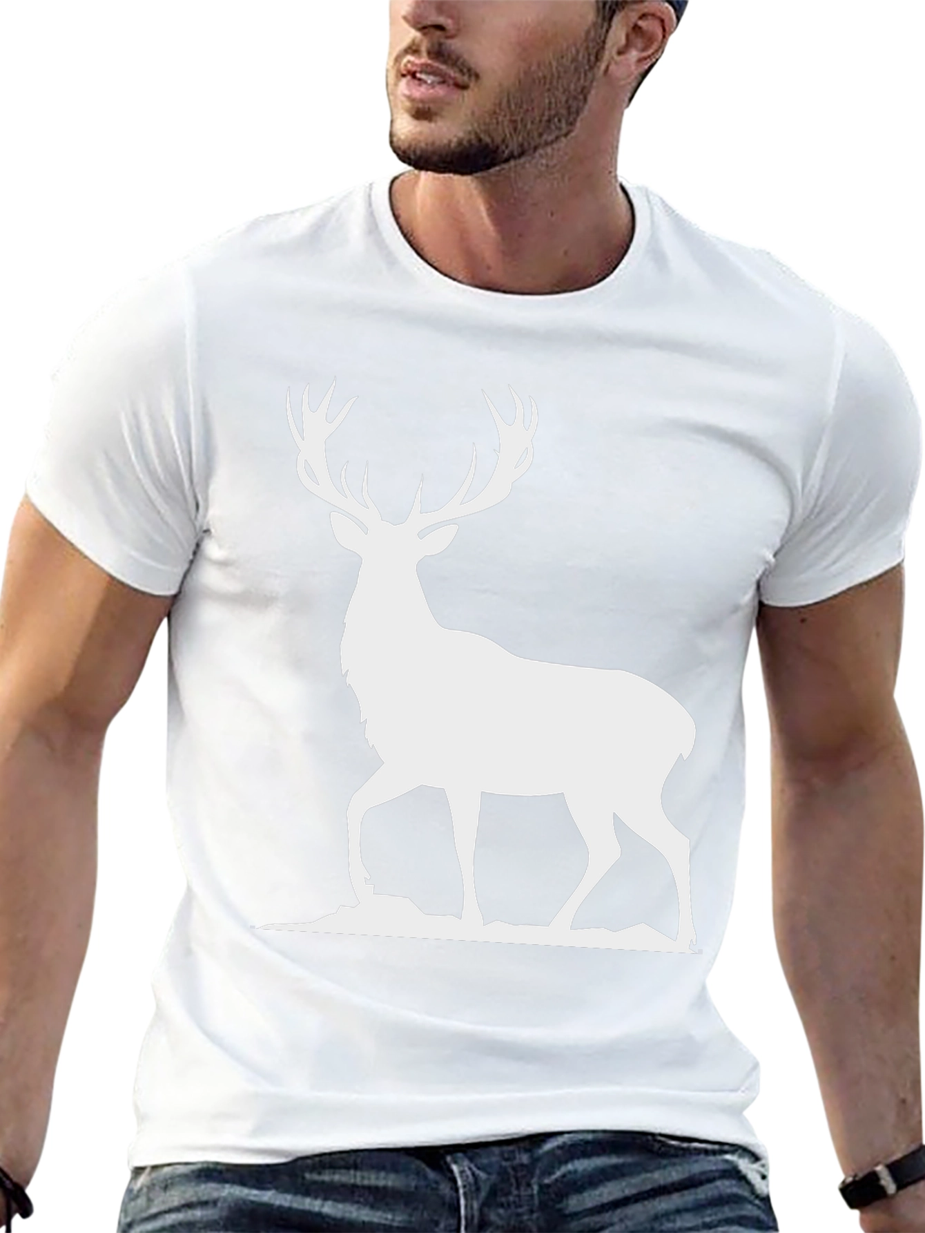 Deer Silhouette Graphic Tee - Black