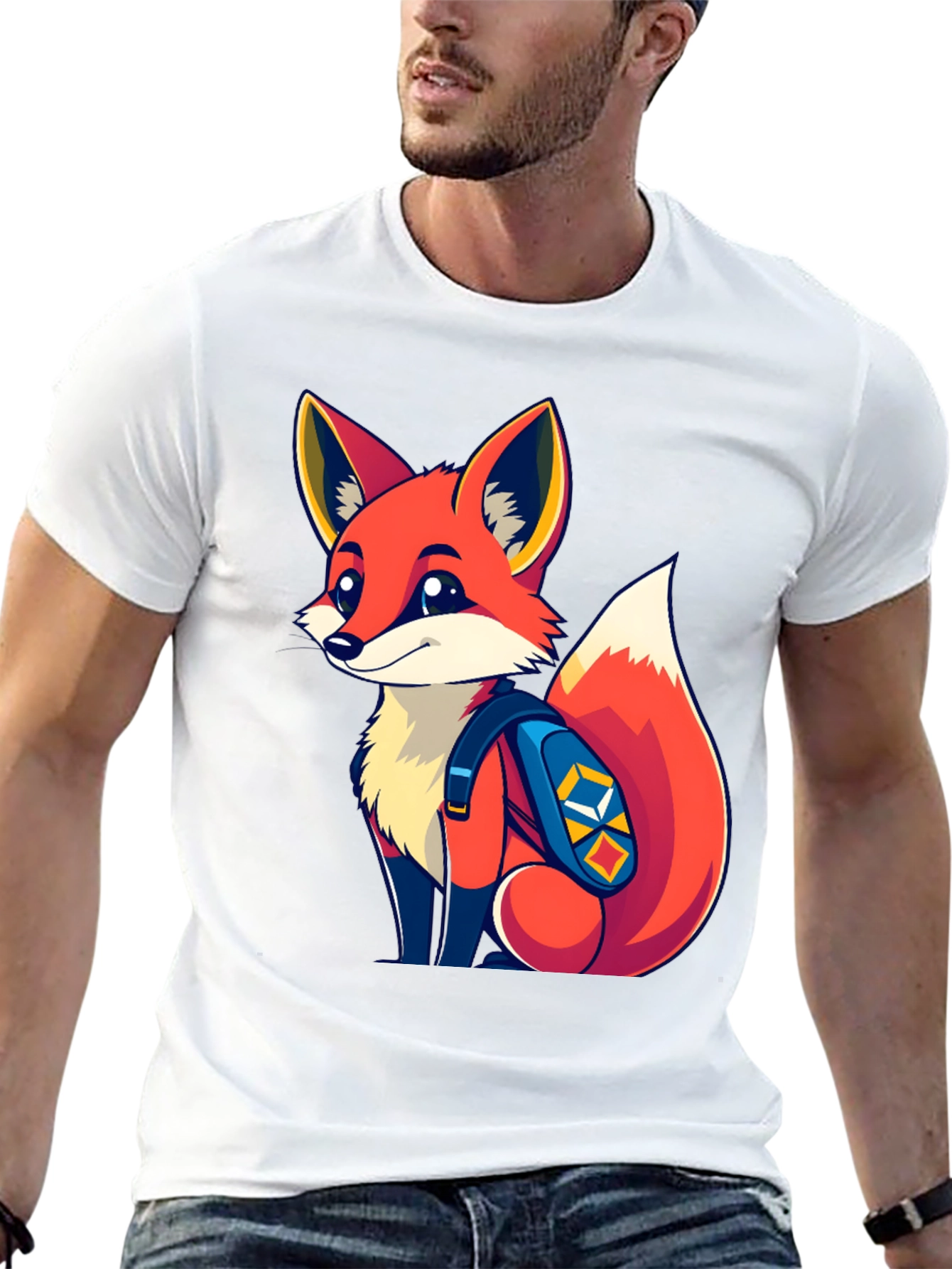 Fox with Backpack Graphic Tee
