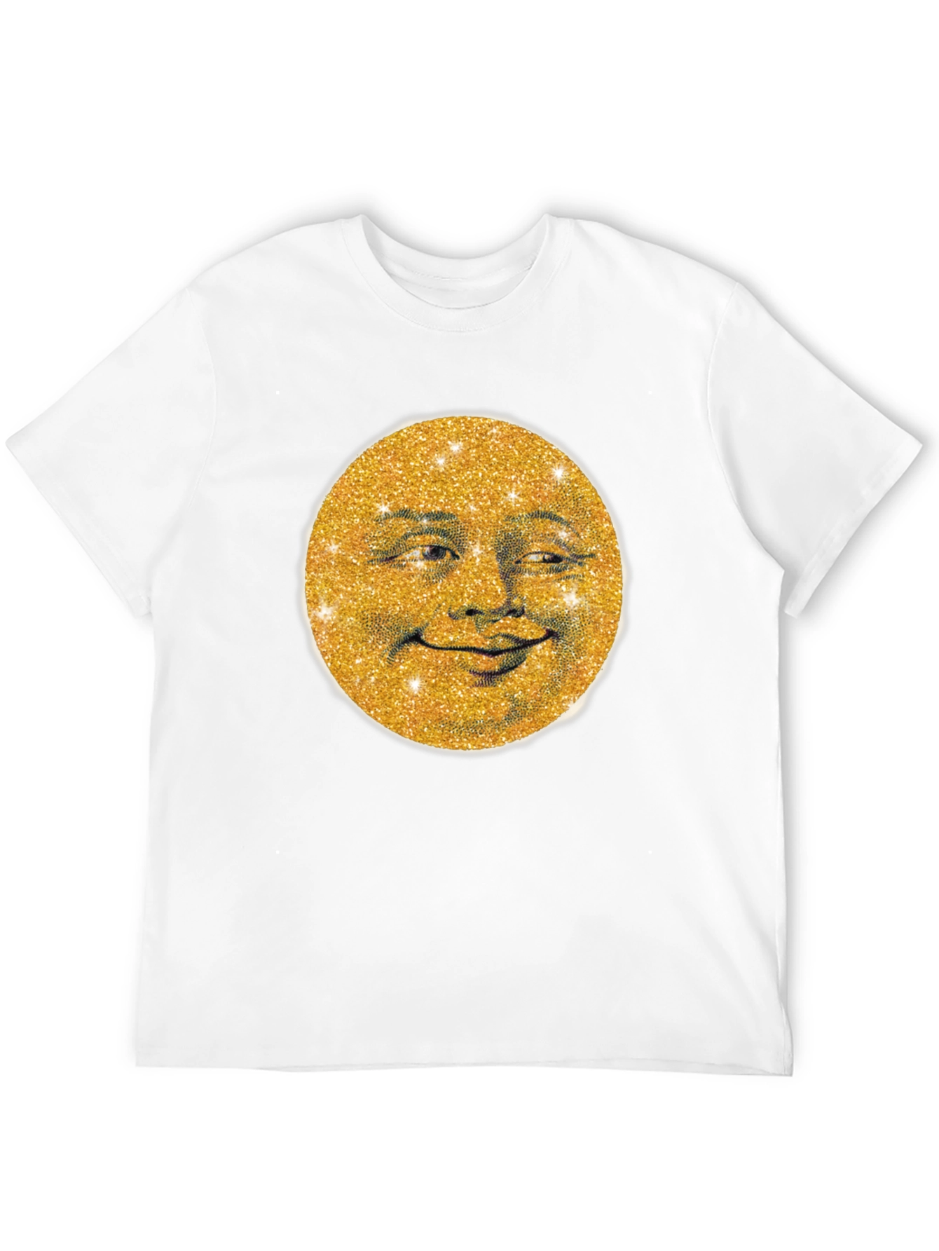 Golden Moon Face Graphic Tee - Stylish & Unique