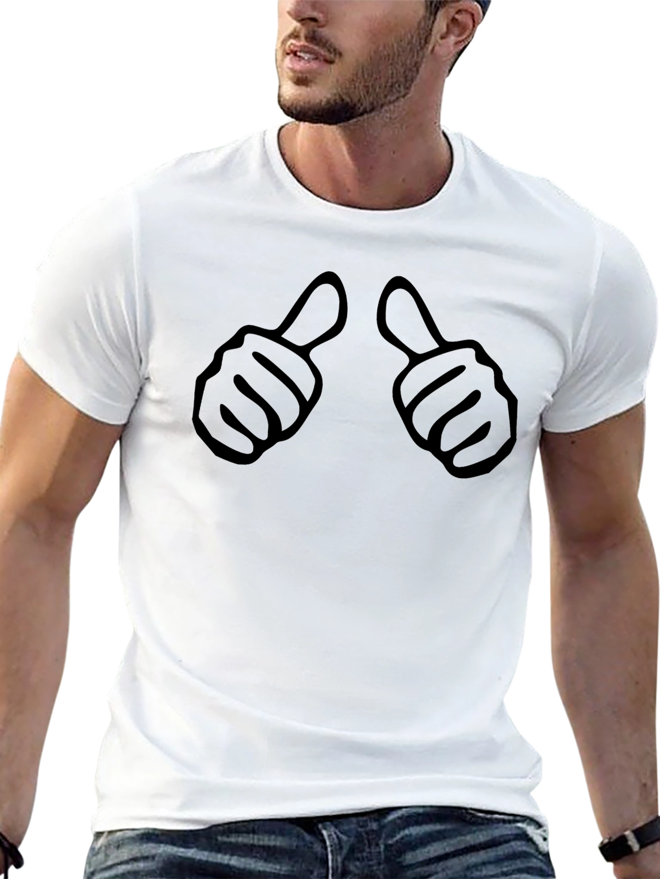 Thumbs Up Black Graphic Tee - Mens