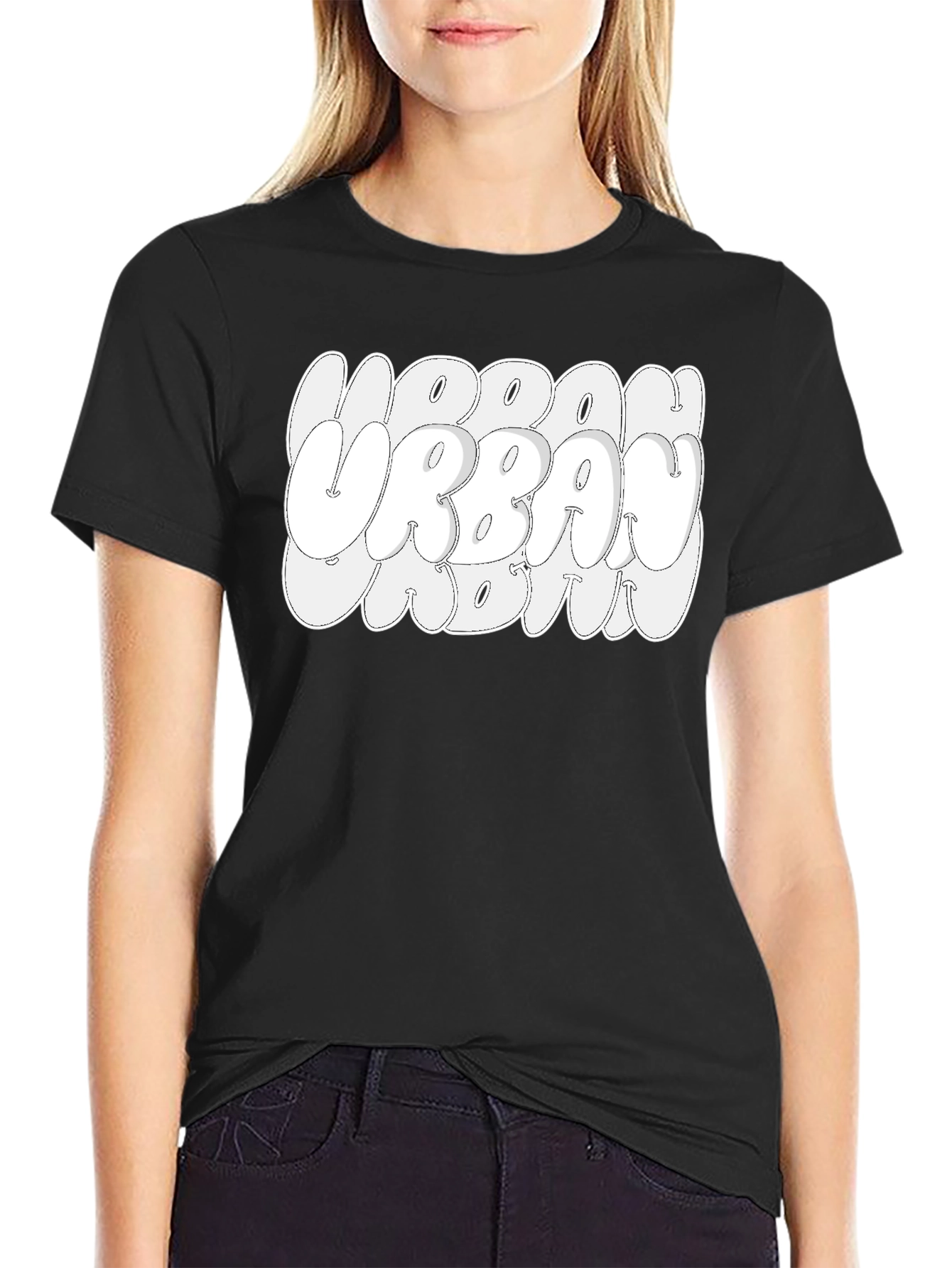 Urban Graphic Print Black T-Shirt