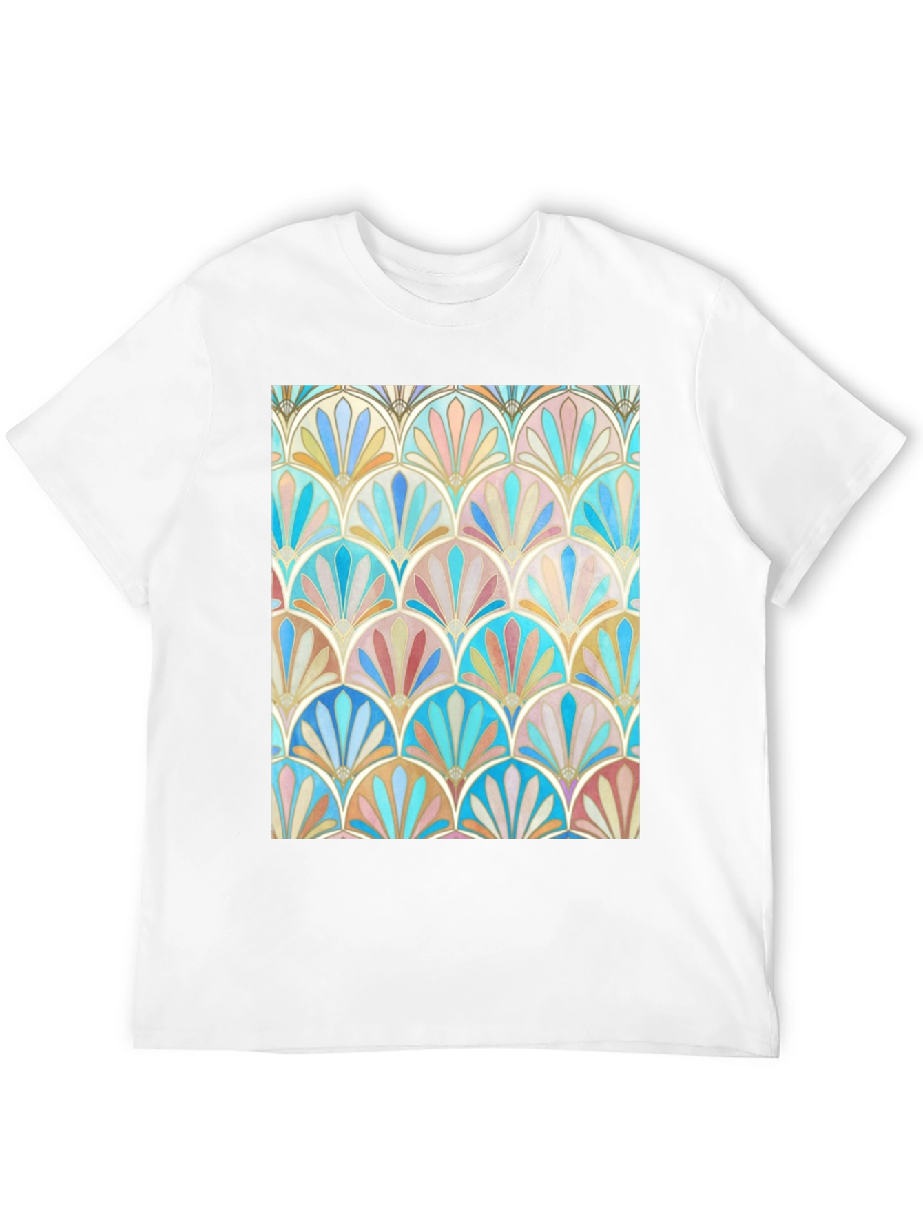 Art Deco Fan Pattern Graphic Tee - Black