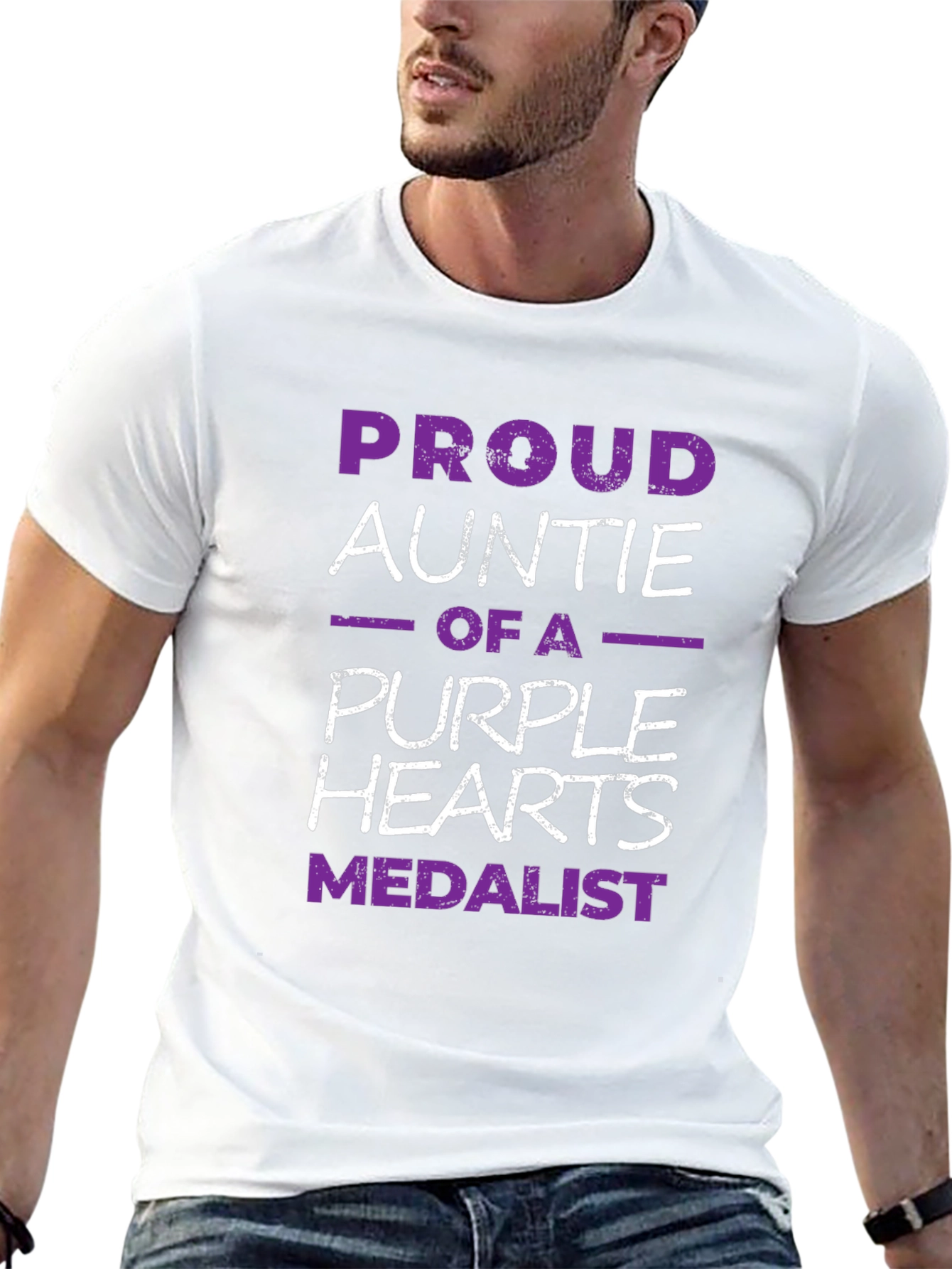 Proud Auntie Purple Hearts Medalist T-Shirt