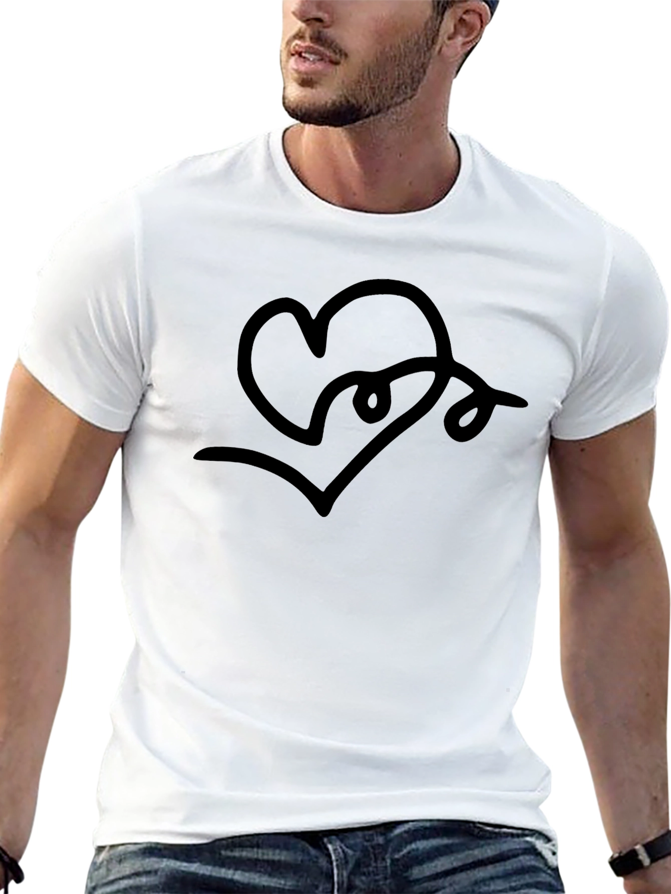 Abstract Heart Line Art T-Shirt - Modern Graphic Tee