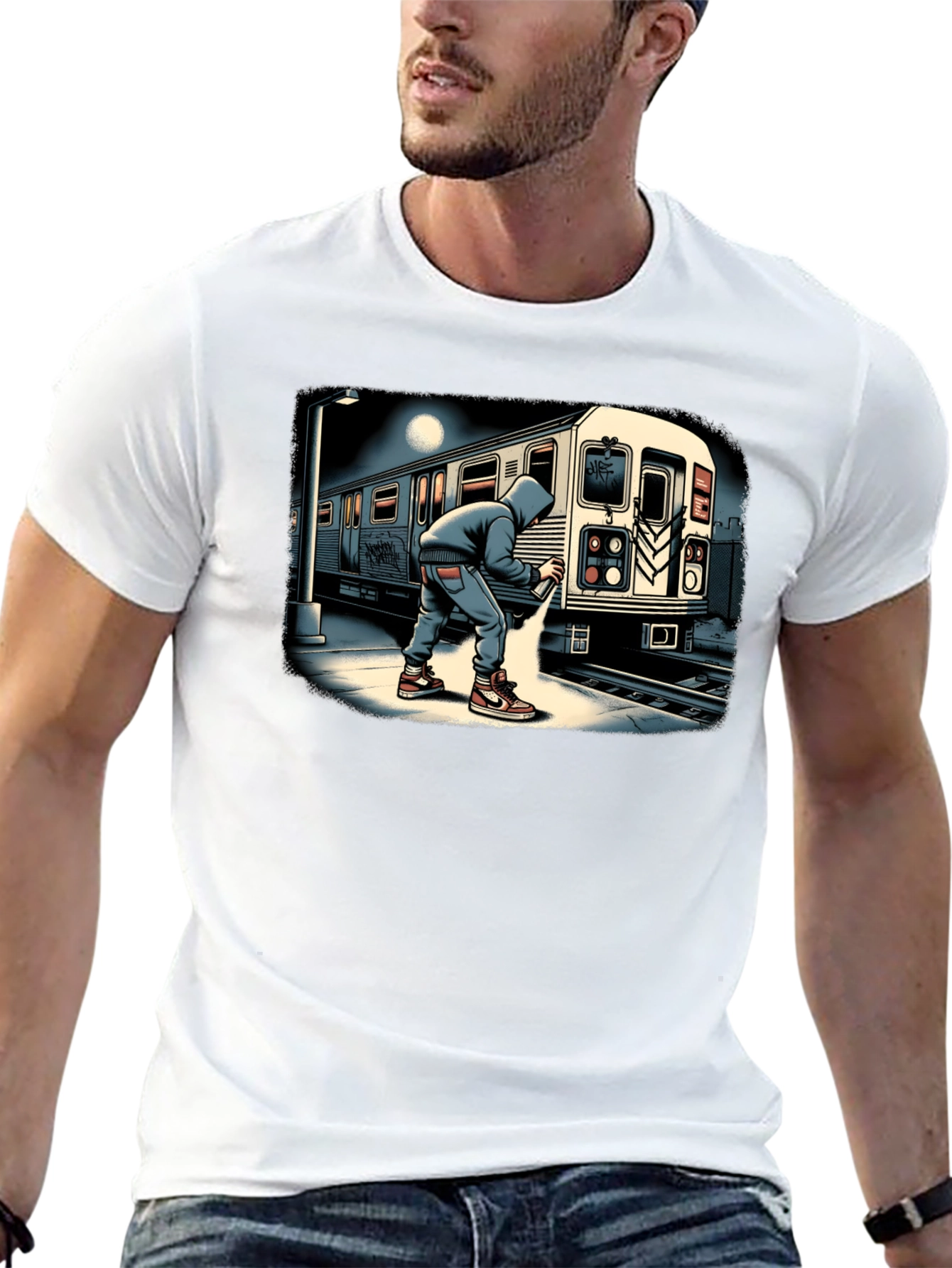 Urban Graffiti Train Graphic Tee - Street Art Style